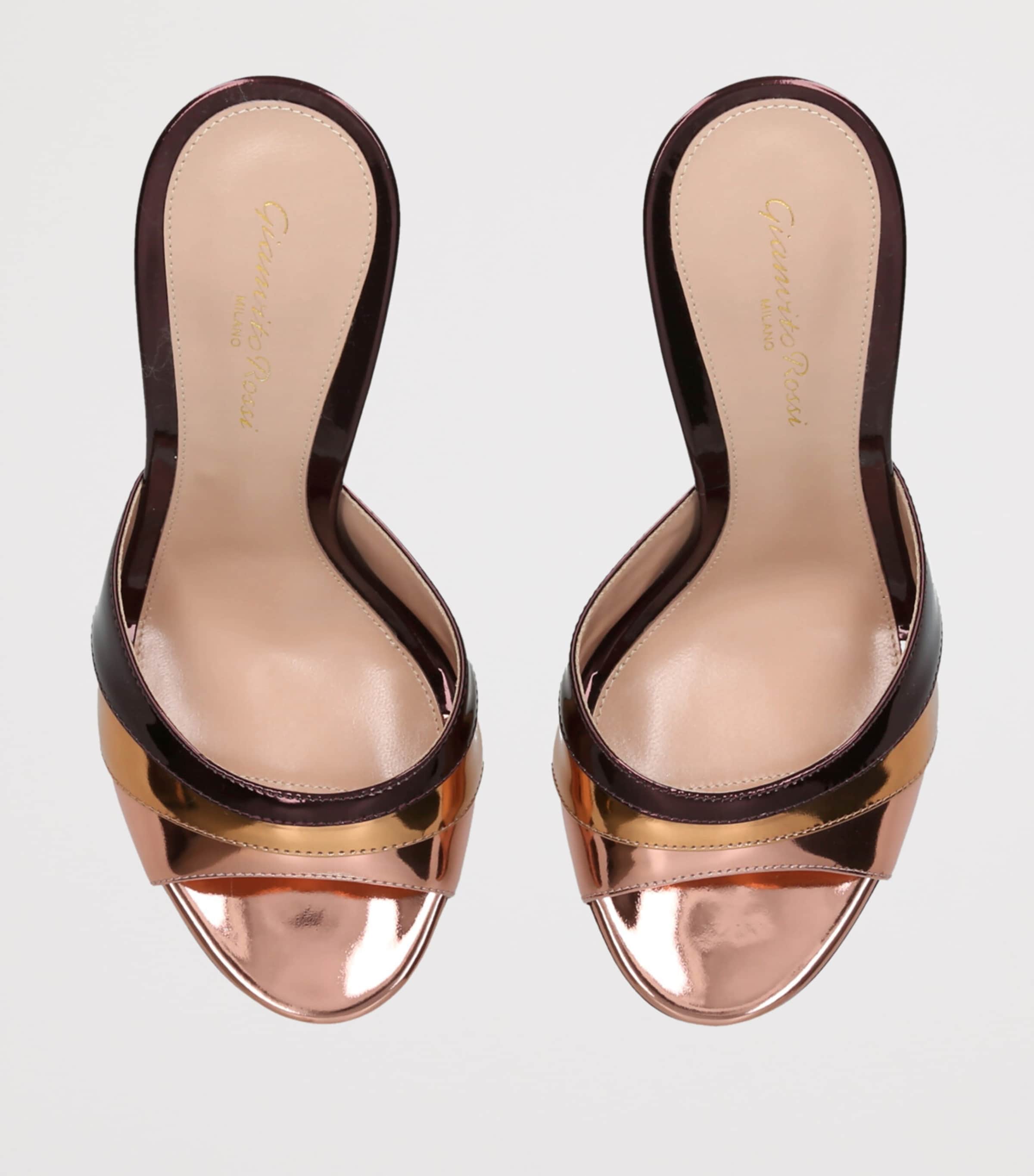 Gianvito Rossi Metallic Leather Marea Heeled Mules 95 Bronze Image 4