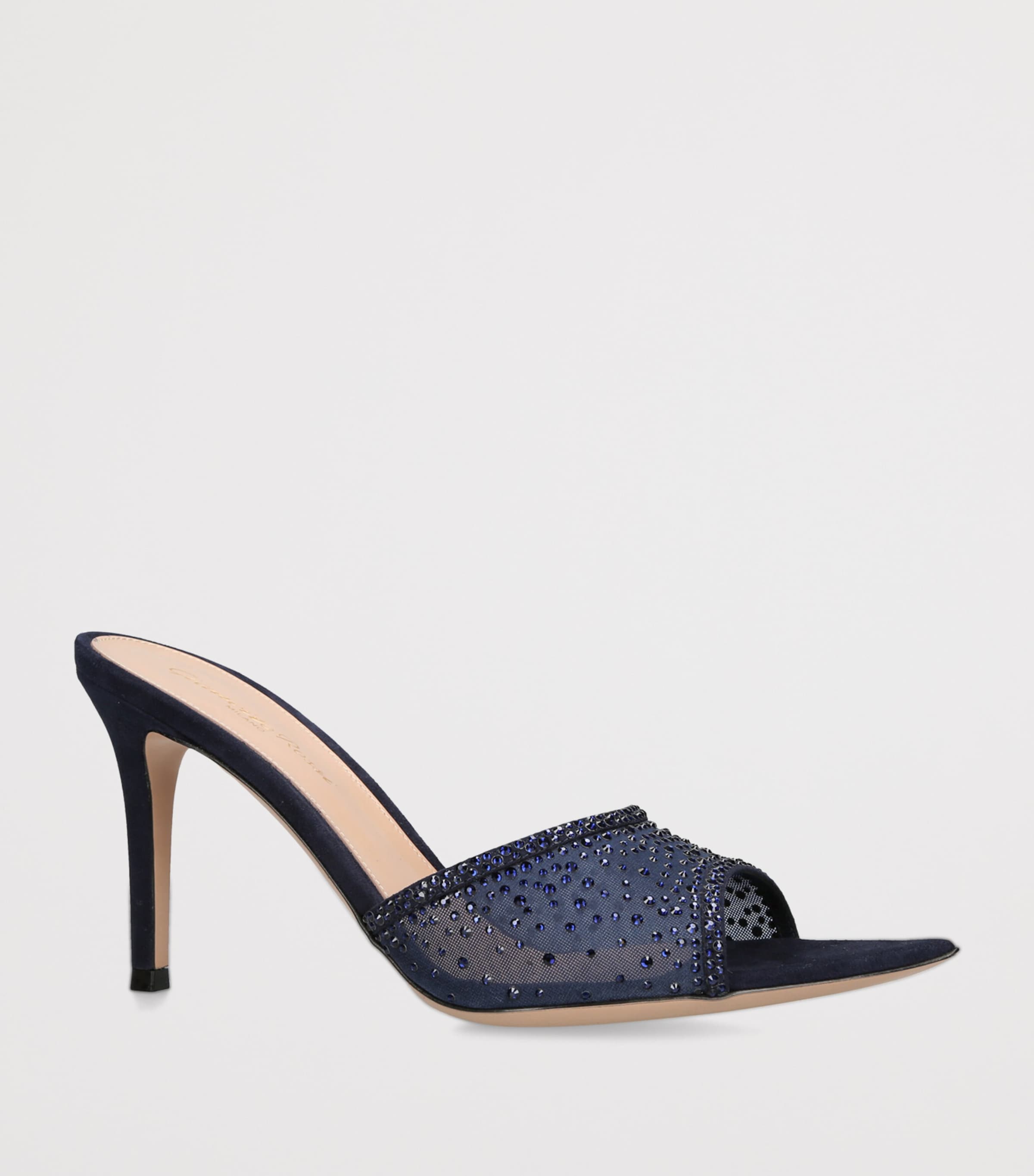 Gianvito Rossi Suede Embellished Rania Mules 85 Denim Image 2