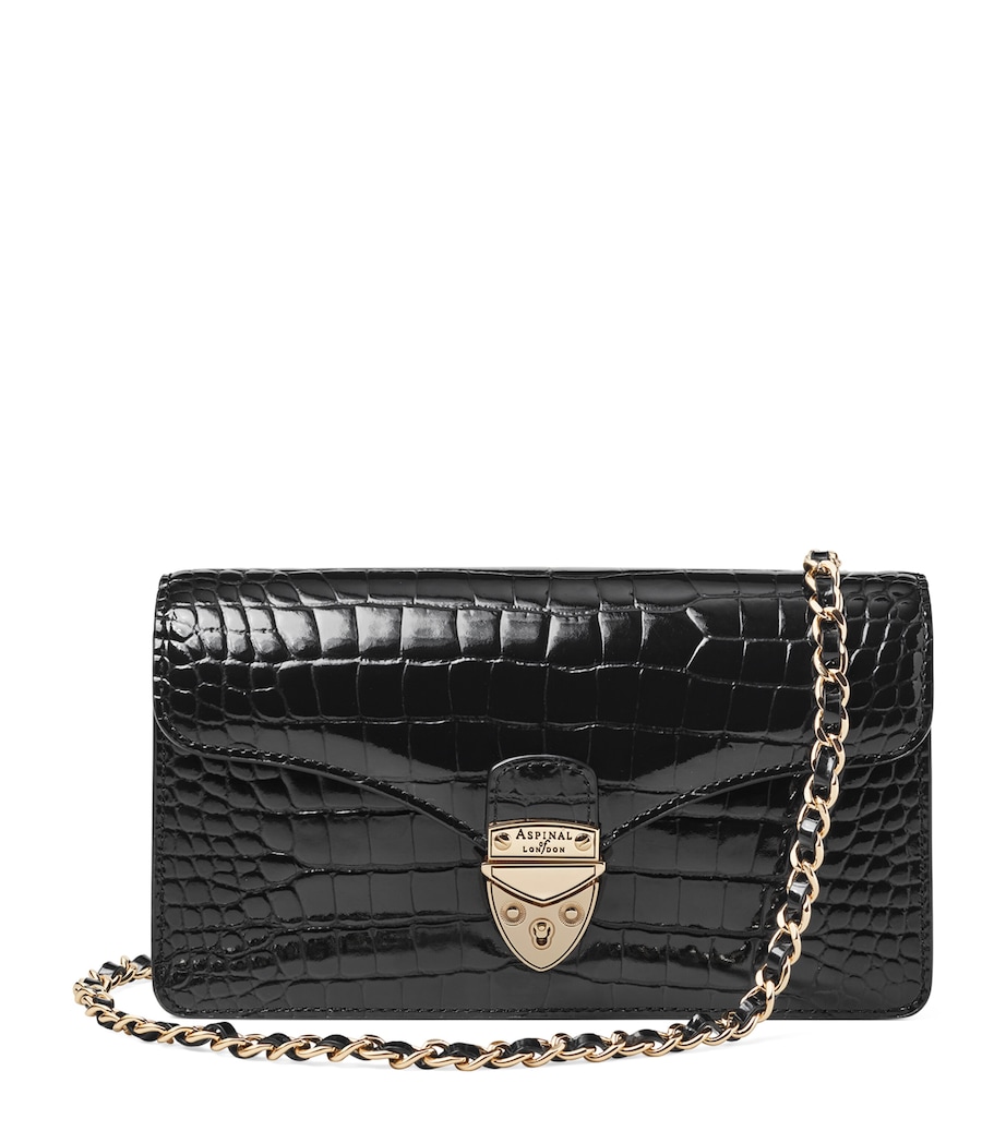 Croc-Embossed Leather Mayfair 2 Clutch Bag BLACK Image 1