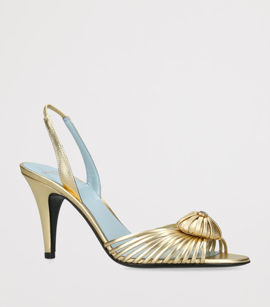 Leather Royal Slingback Heels 85 GOLD Image 3