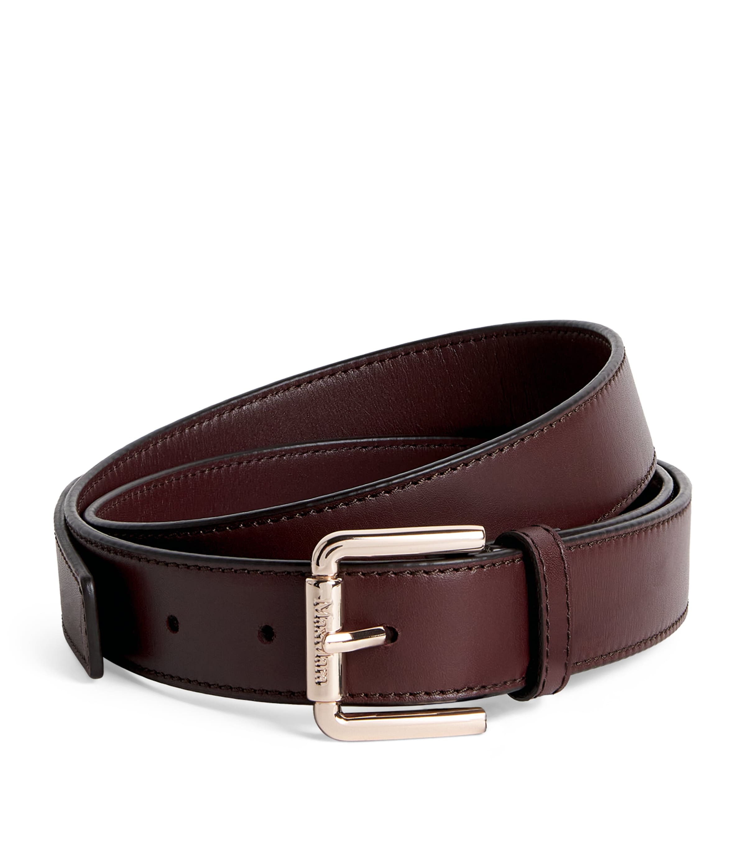 Max Mara Leather Belt In Burgundy