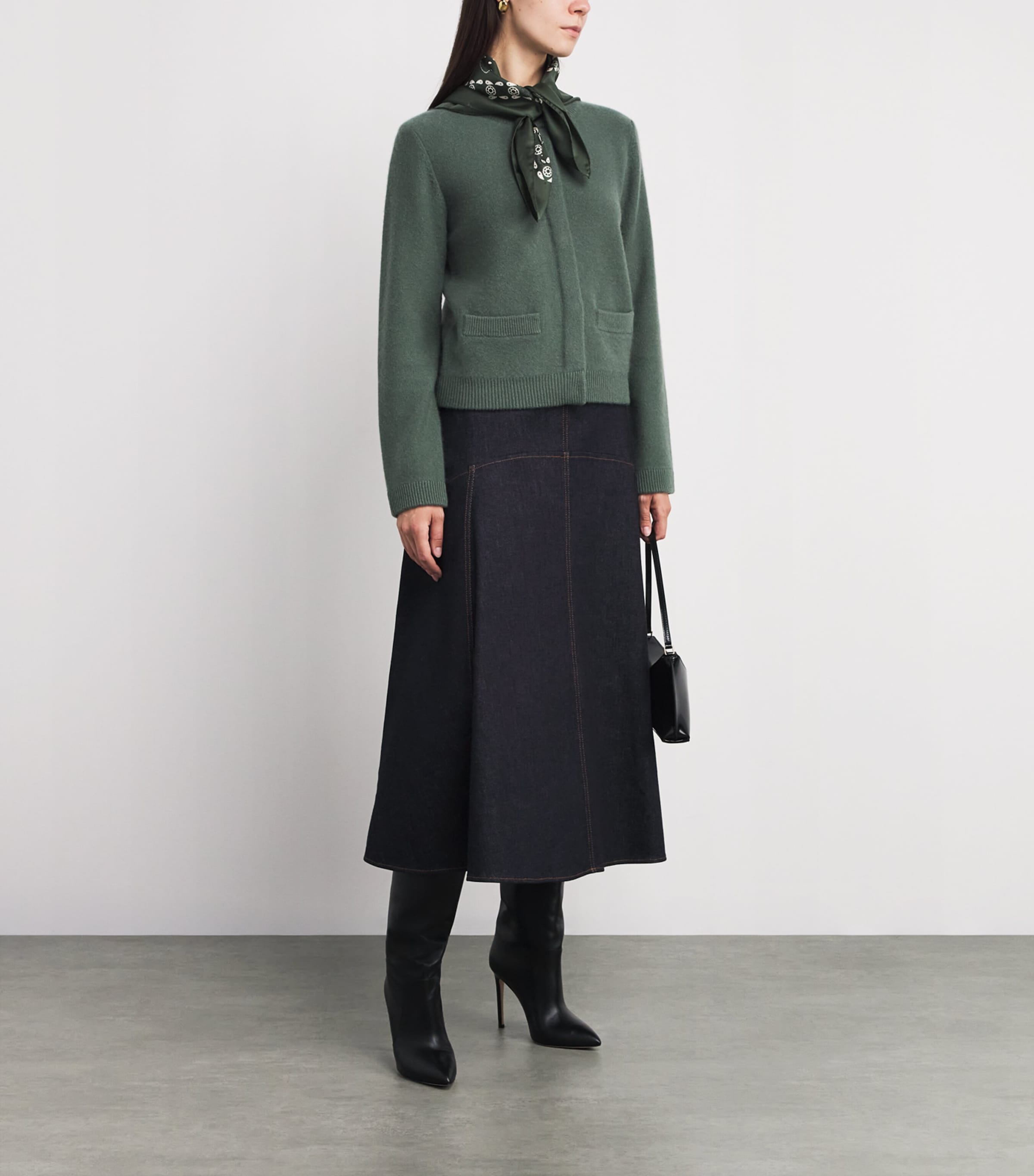 Silk Paisley Print Scarf GREEN Image 4