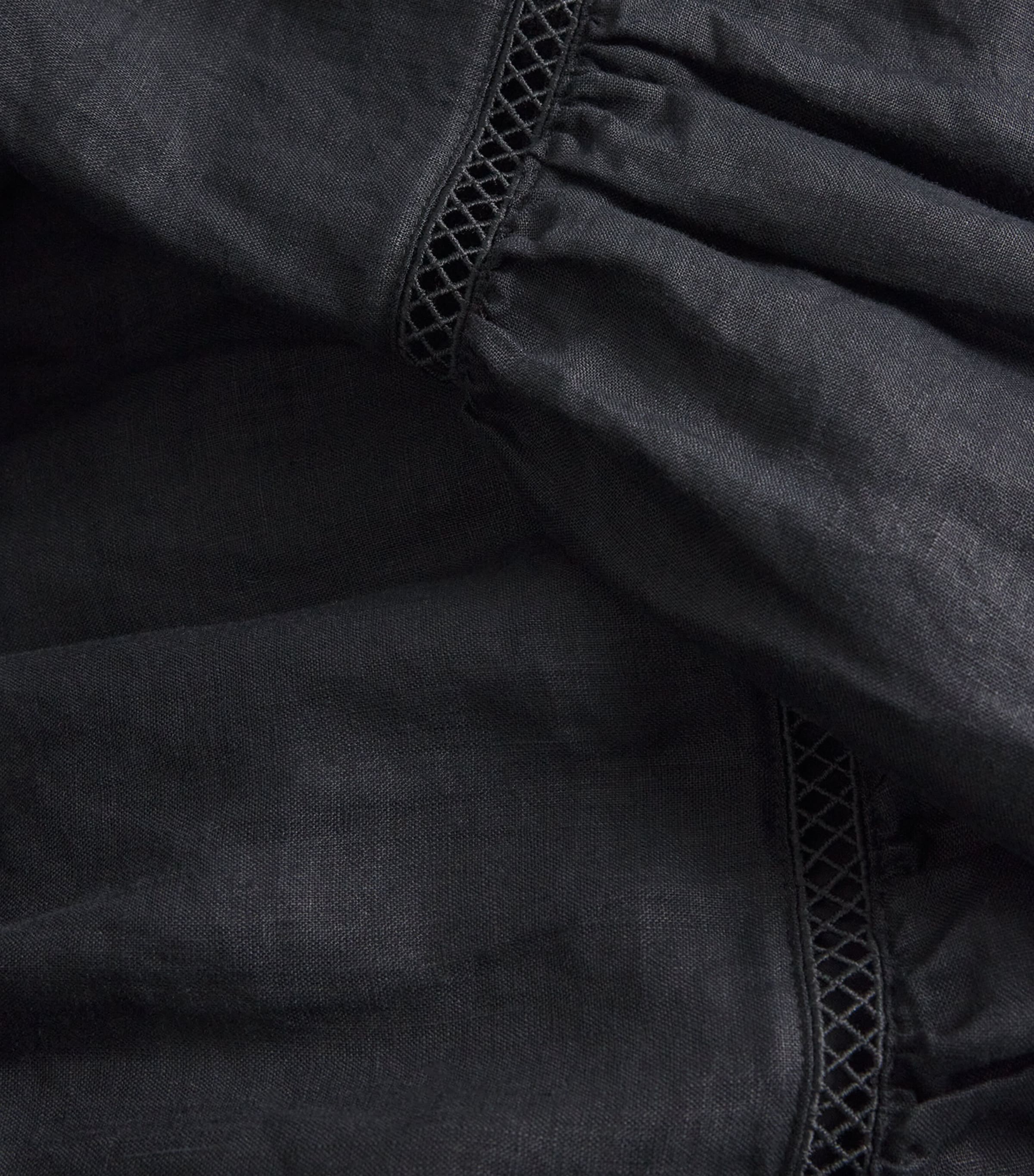 Linen Lace-Trim Meteora Midi Dress BLK-BLK/LINEN Image 6