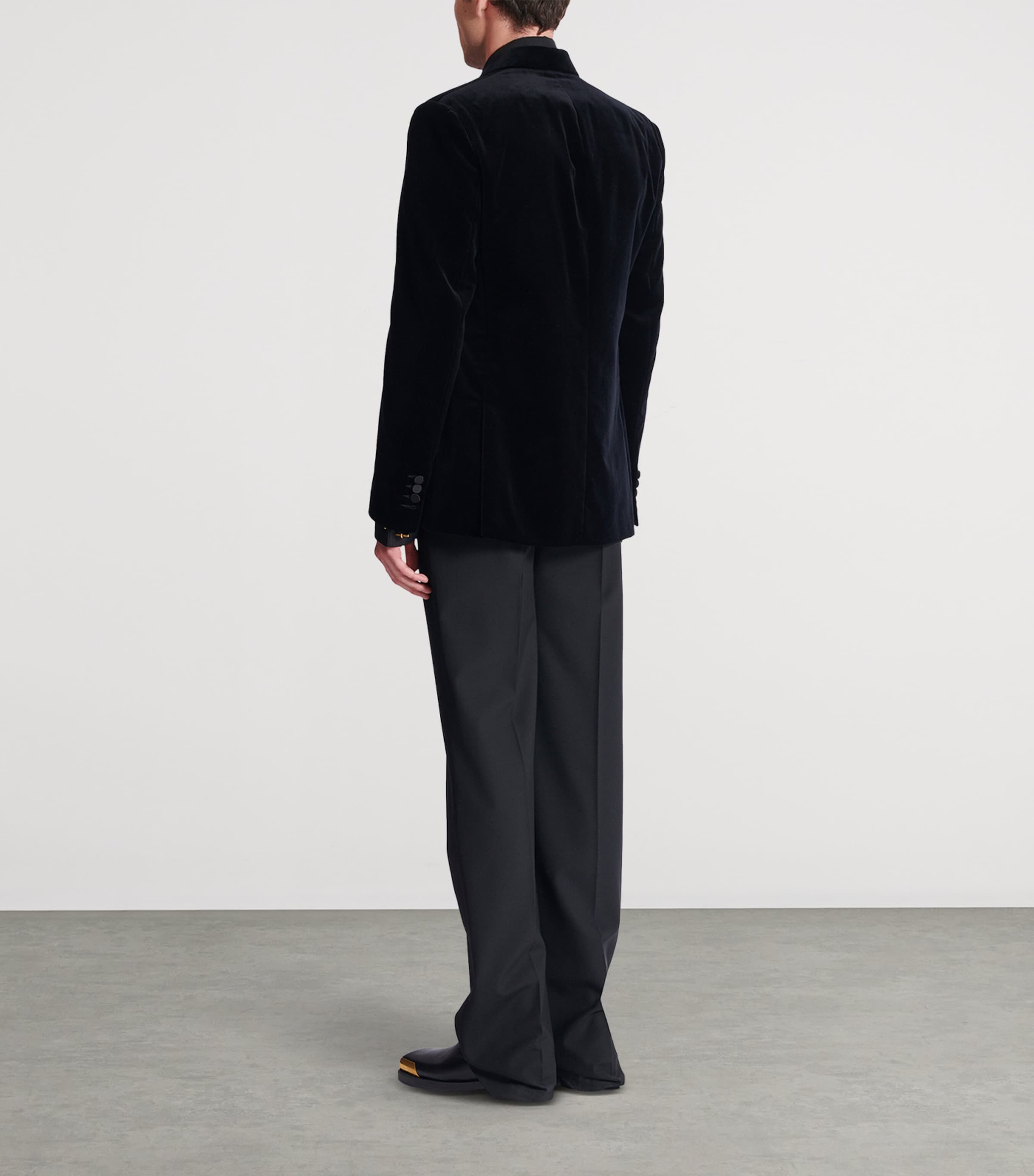 Satin-Trim Velvet Blazer EAP NOIR/NOIR Image 6