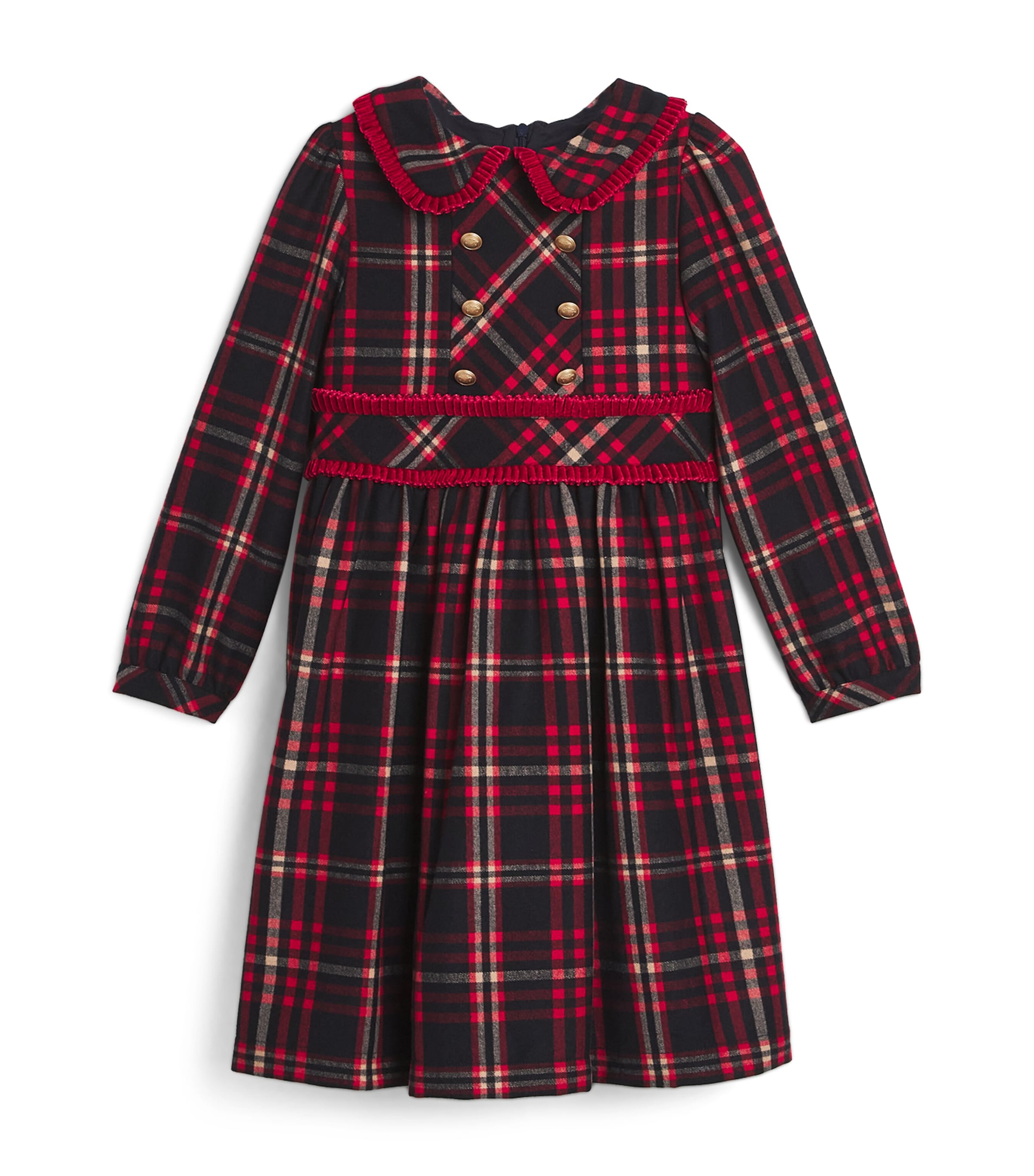 PATACHOU TARTAN LONG-SLEEVE DRESS 