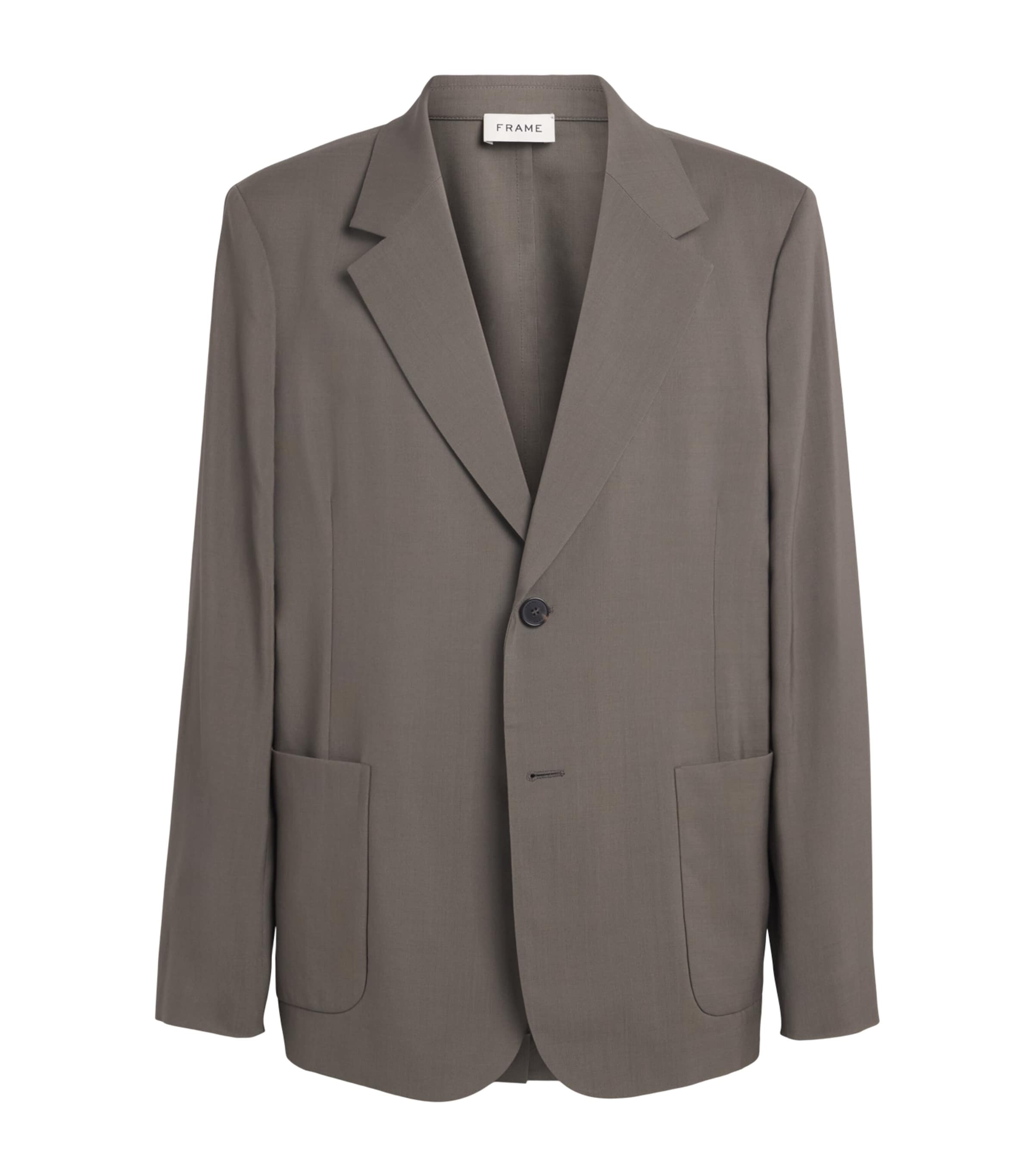 FRAME Mens Virgin Wool Unstructured Blazer Smoky Green Image 1