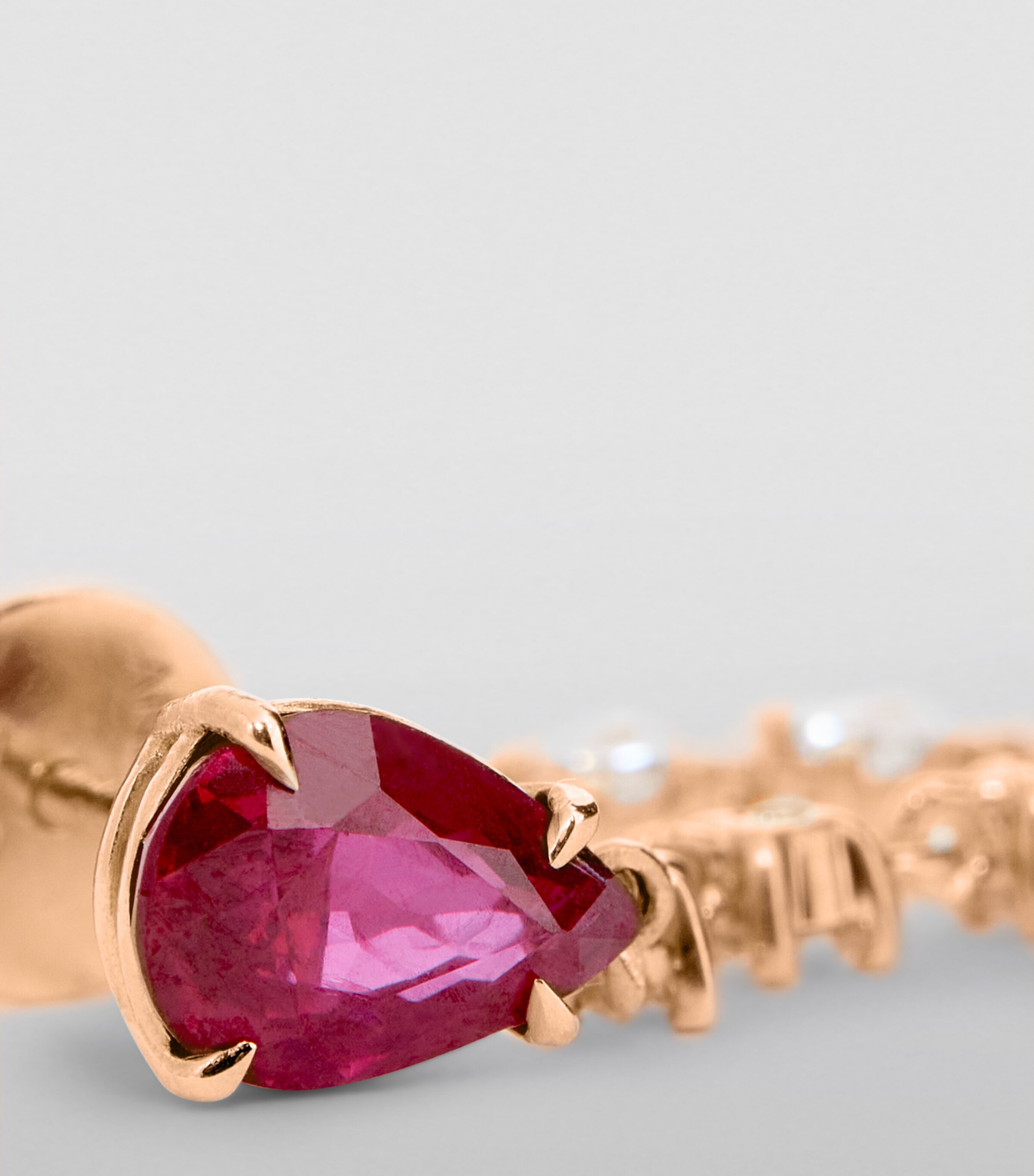 Rose Gold, Diamond and Ruby Loop Single Earring ROSE GOLD Image 6