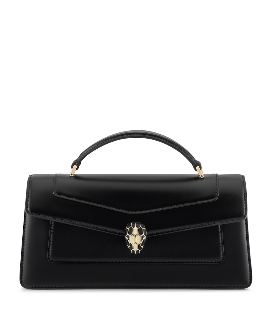 Bvlgari Leather Serpenti Forever Top-Handle Bag Black Image 1