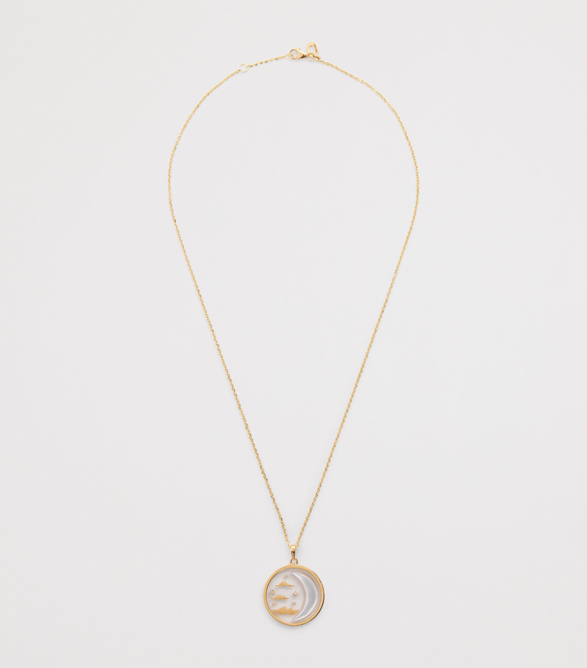 Yellow Gold, Diamond and Pearl N*93 Wish Upon a Moon Necklace YELLOW GOLD Image 3