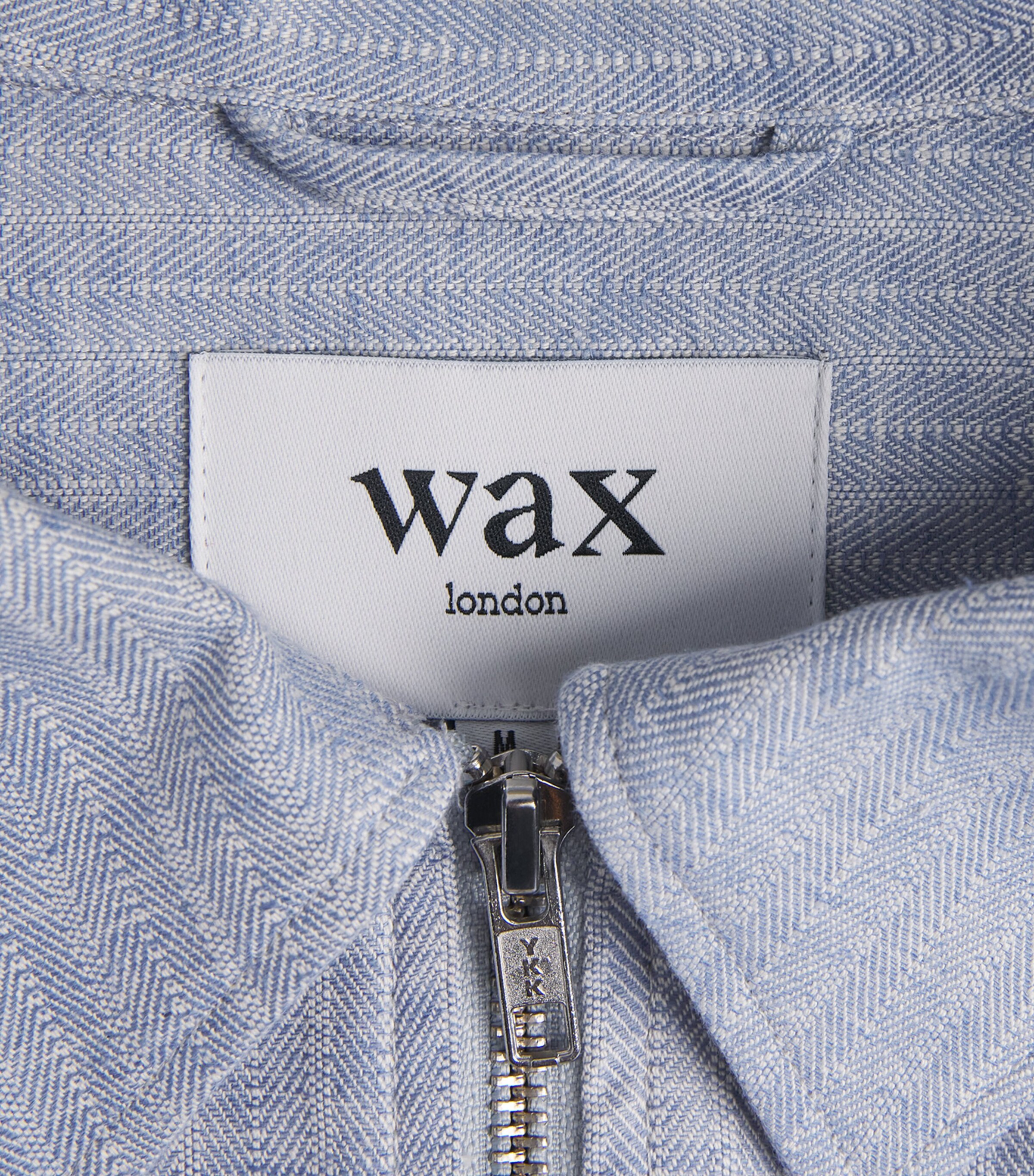 Wax London Mens Cotton-Linen Herringbone Eldon Jacket Light Blue Image 6