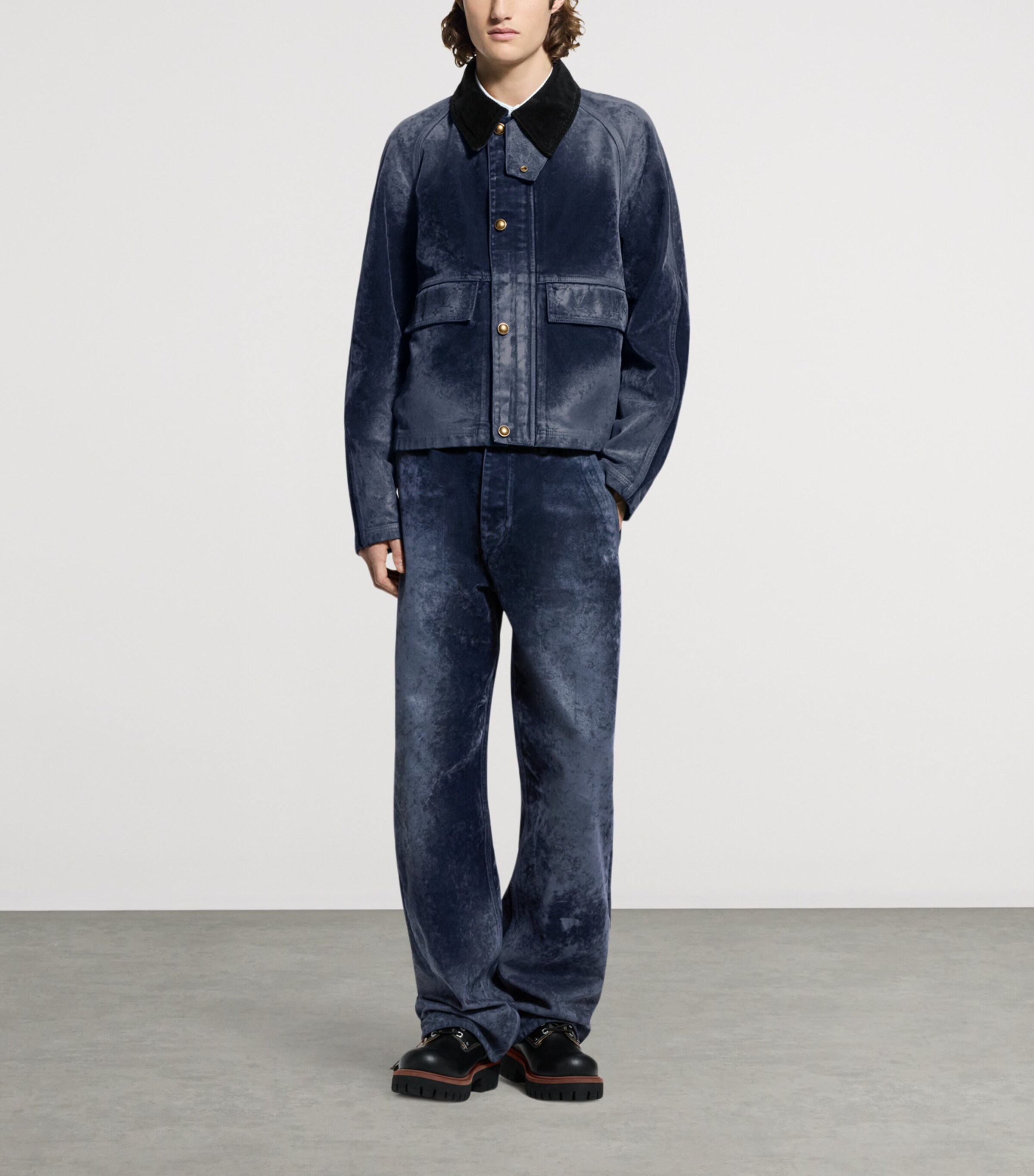 Velvet-Flocked Denim Jacket NIGHT SKY Image 4