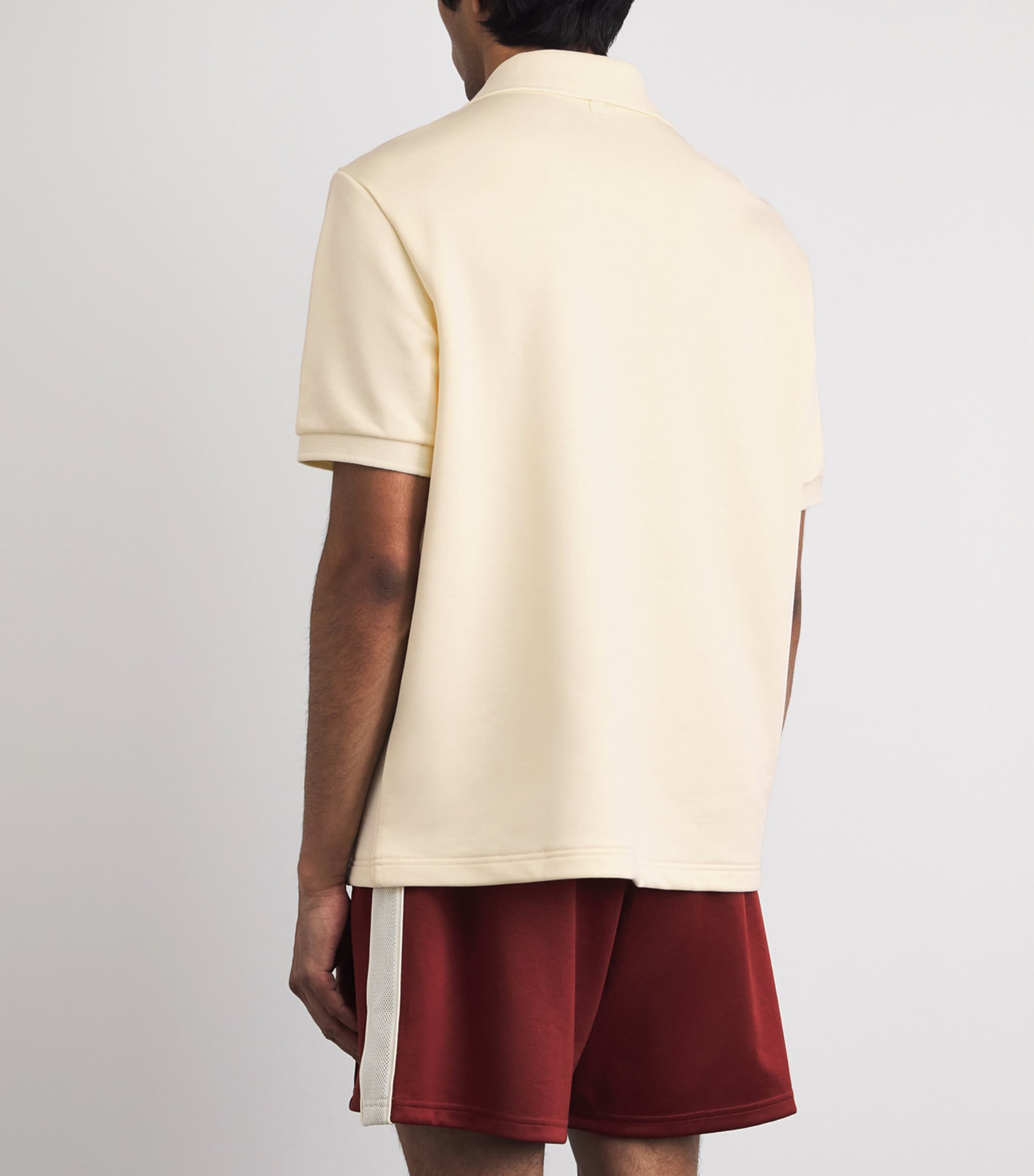 Lacoste Mens Jersey Open-Collar Polo Shirt Cream Image 5