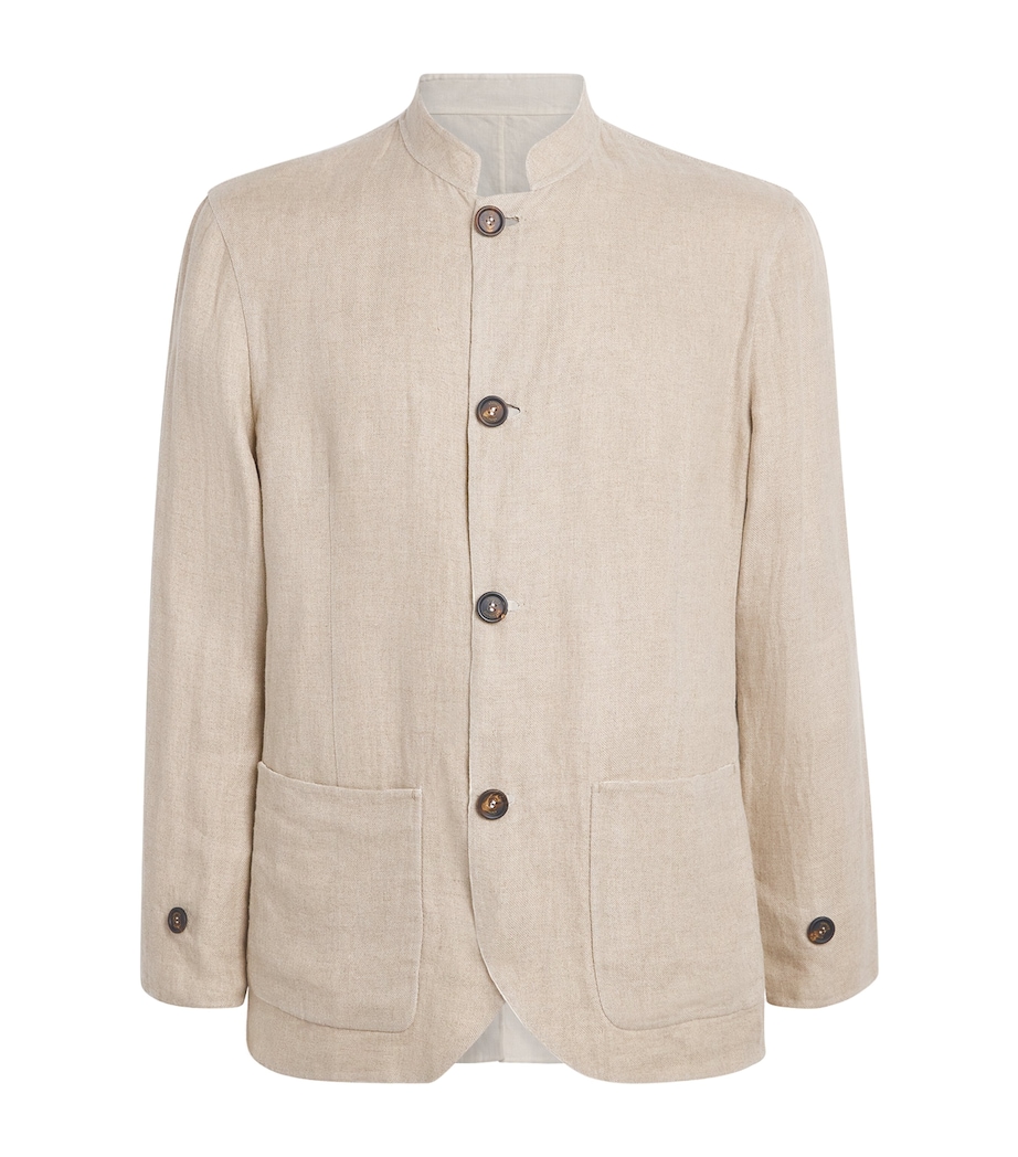 Eleventy Mens Linen-Silk Reversible Jacket Avorio, Sabbia Image 1