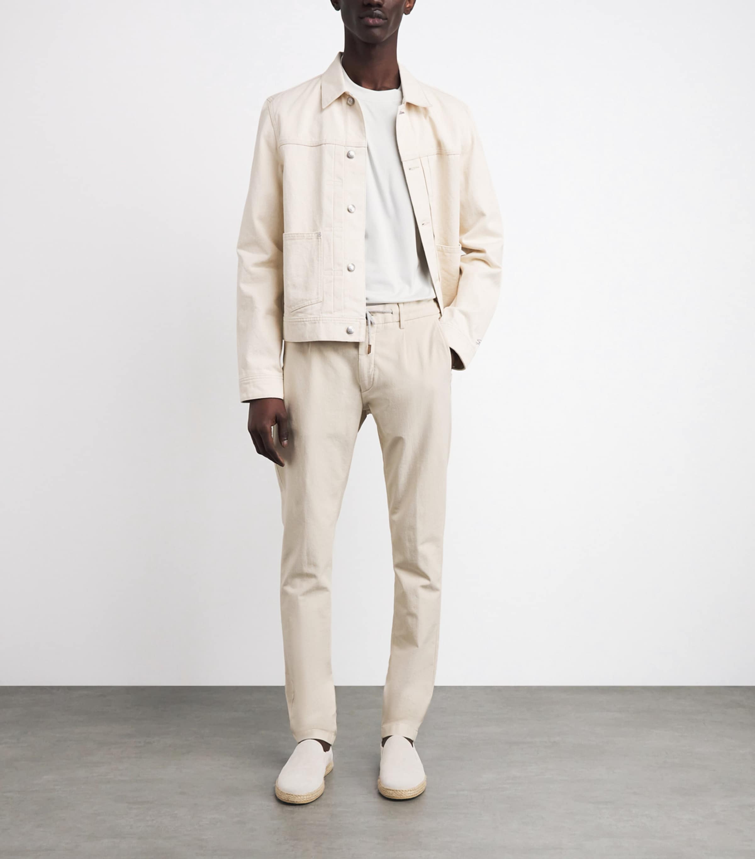 Eleventy Mens Cotton-Blend Drawstring Trousers Sabbia Image 2