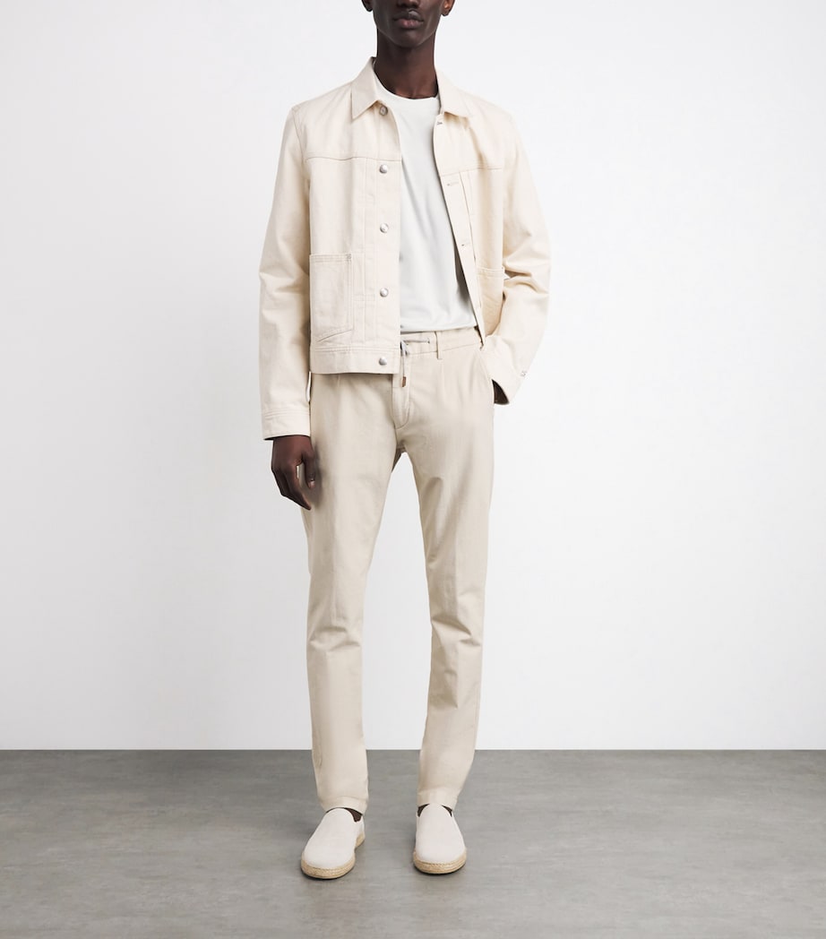 Eleventy Mens Cotton-Blend Drawstring Trousers Sabbia Image 2