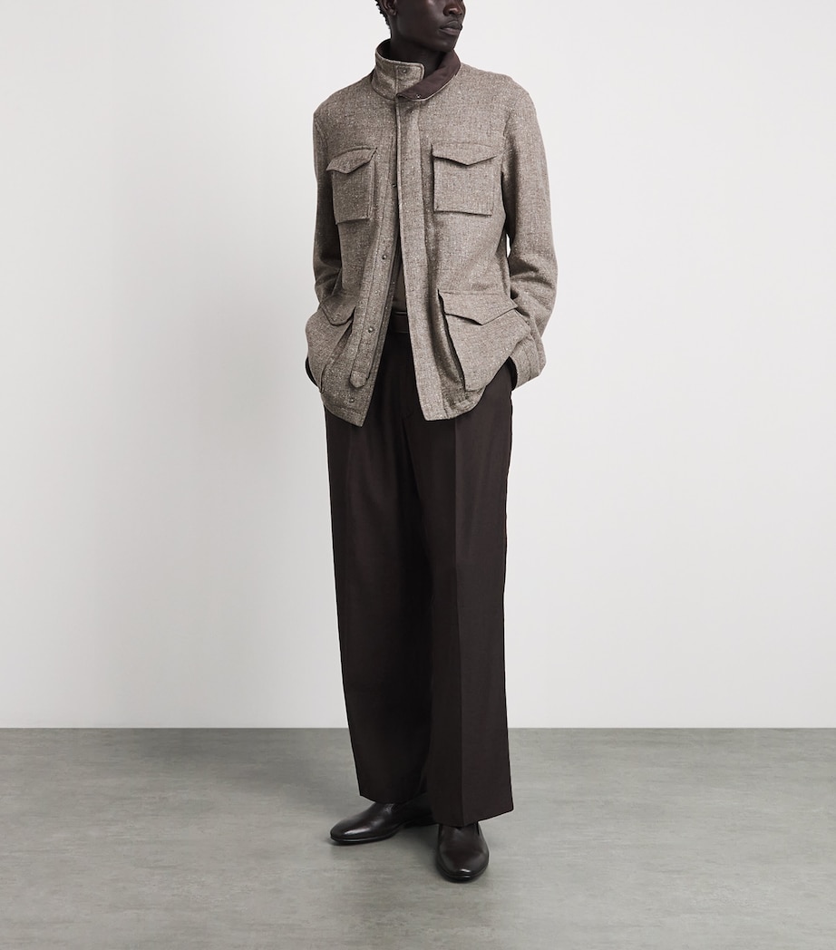 Herno Mens Wool Hybrid High-Neck Jacket Taupe Image 2
