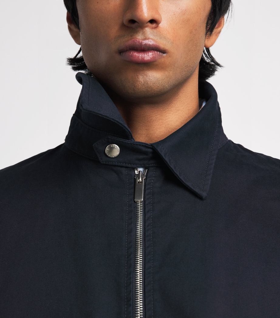 System Mens Cotton Check-Lining Bomber Jacket Indigo Image 3