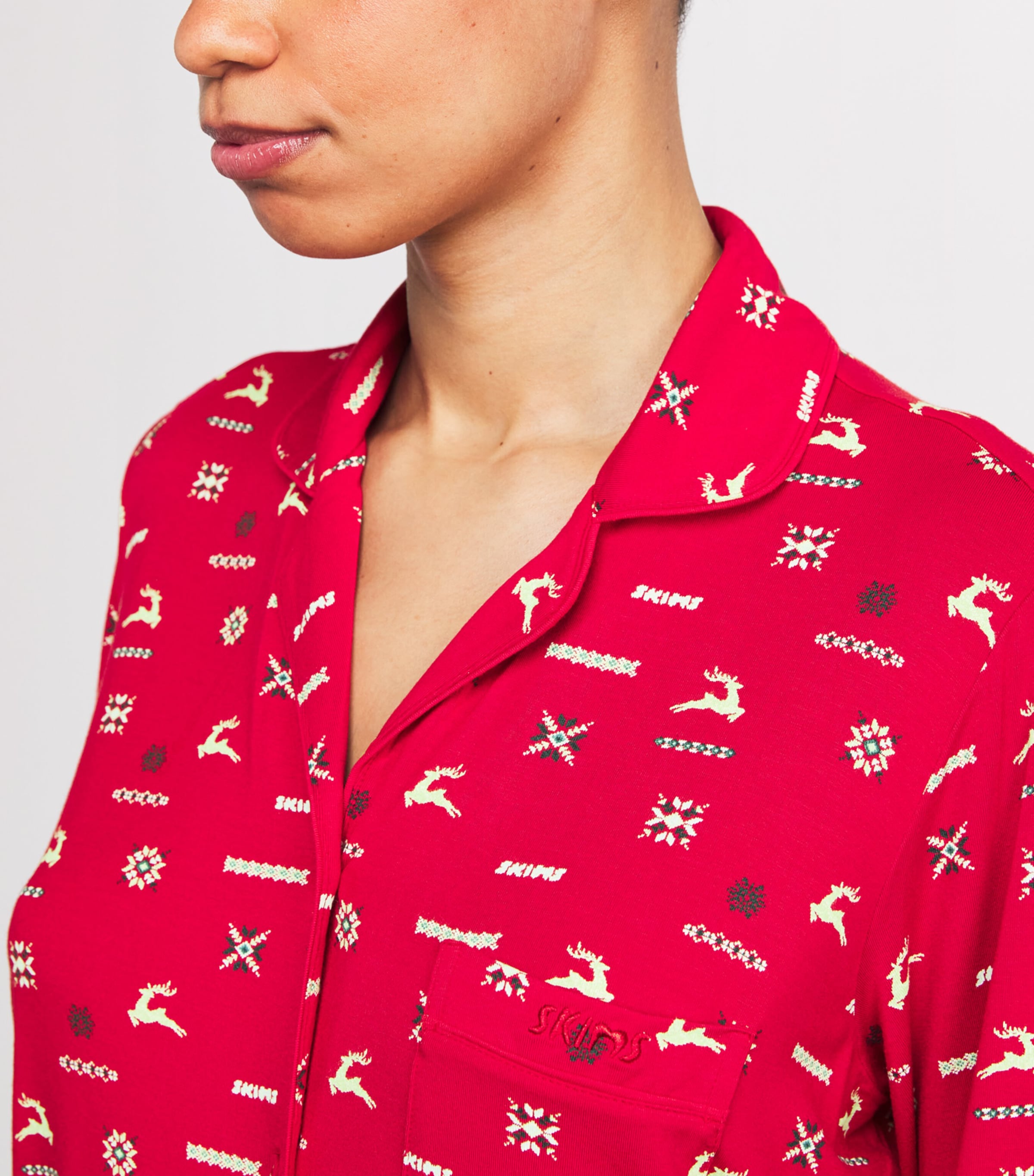 Modal-Blend Festive Print Pyjama Set CRNBRRY VNTG DR PRNT Image 4