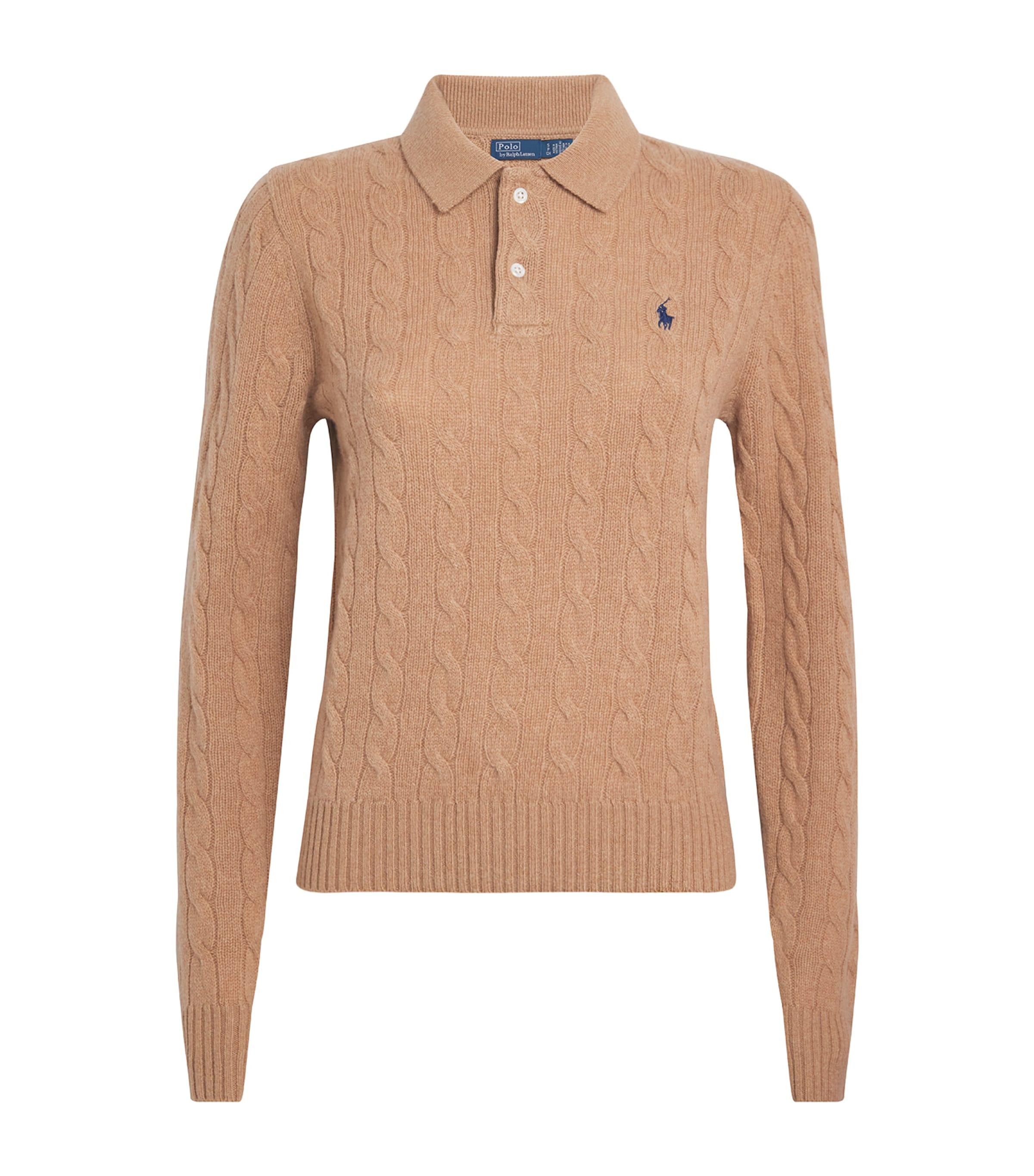 Polo Ralph Lauren Womens Collection Camel Melange Brand-embroidered Wool And Cashmere Jumper In Brown