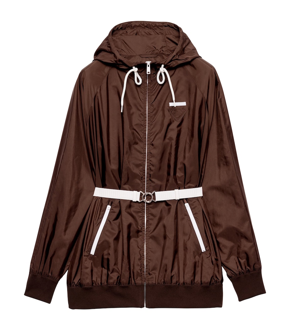 Prada Womens Re-Nylon Belted Raincoat Brown Image 1