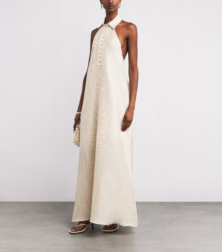 Linen Barbara Halterneck Maxi Dress IVORY-STUCCO Image 2