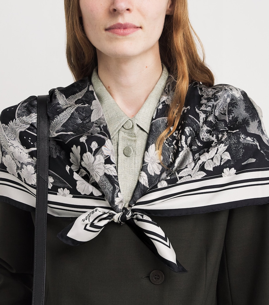 Silk Toile de Jouy Scarf BLACK Image 2