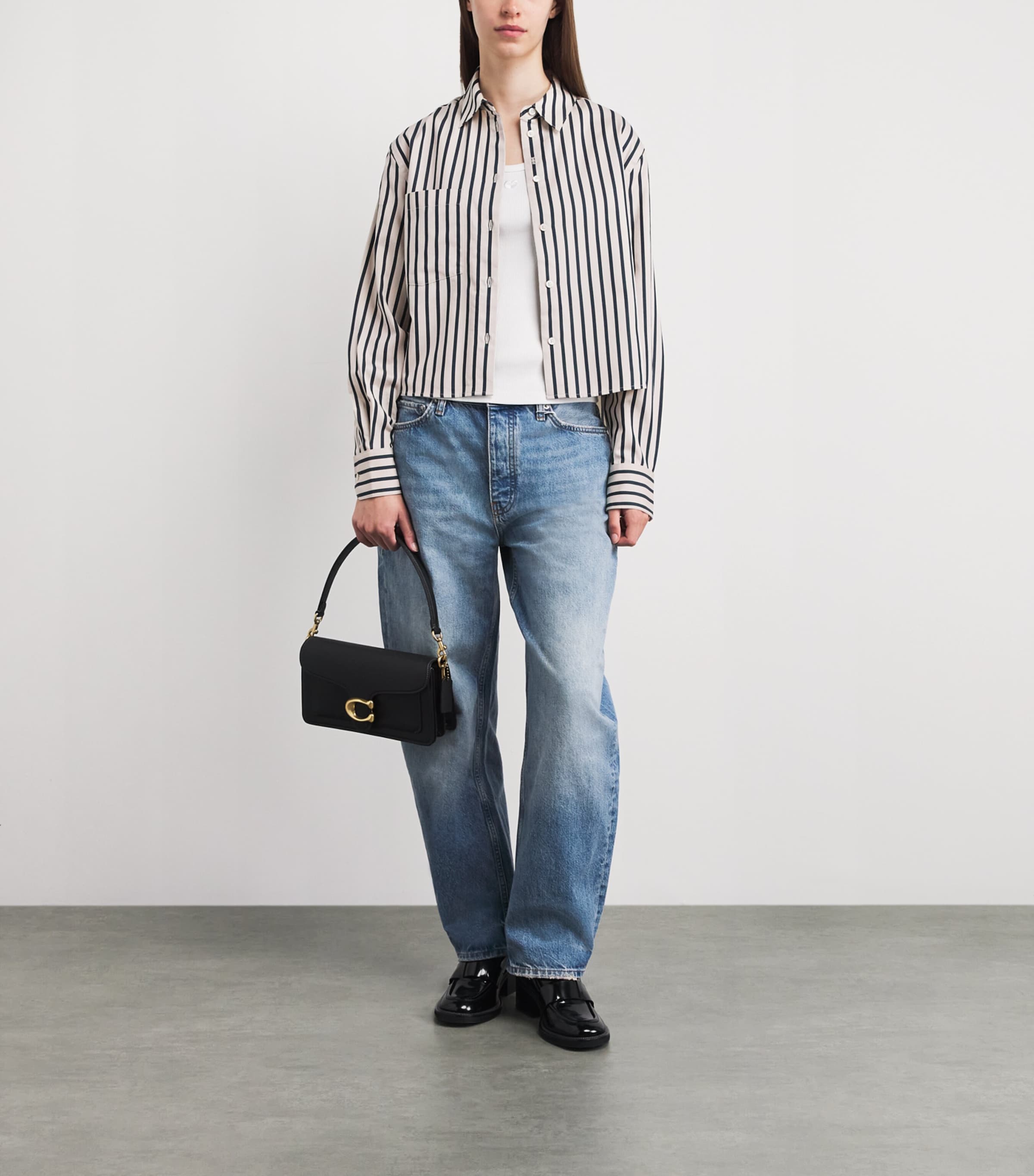 ANINE BING Womens Cotton Stripe Essie Shirt Maritime Stripe Image 2