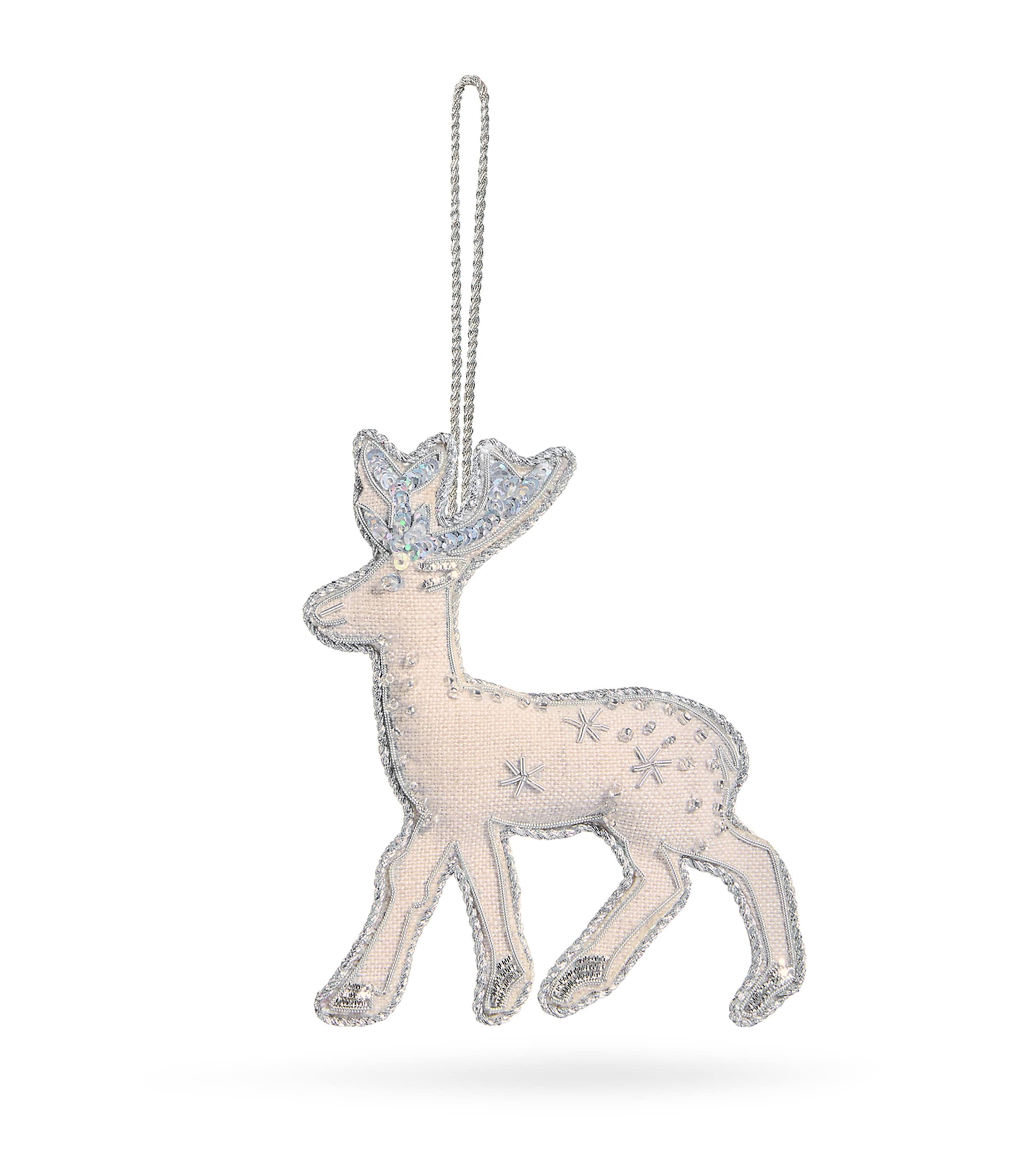 Katie Larmour Embellished Reindeer Tree Decoration In Neutral