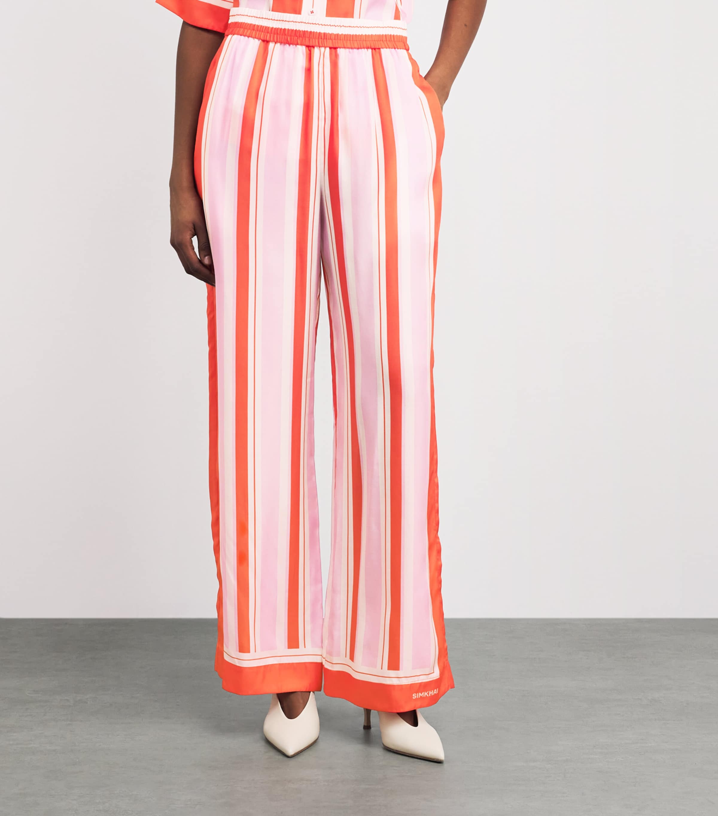 Simkhai Womens Silk-Blend Stripe Zuna Wide-Leg Trousers Tulip Stripe Image 4