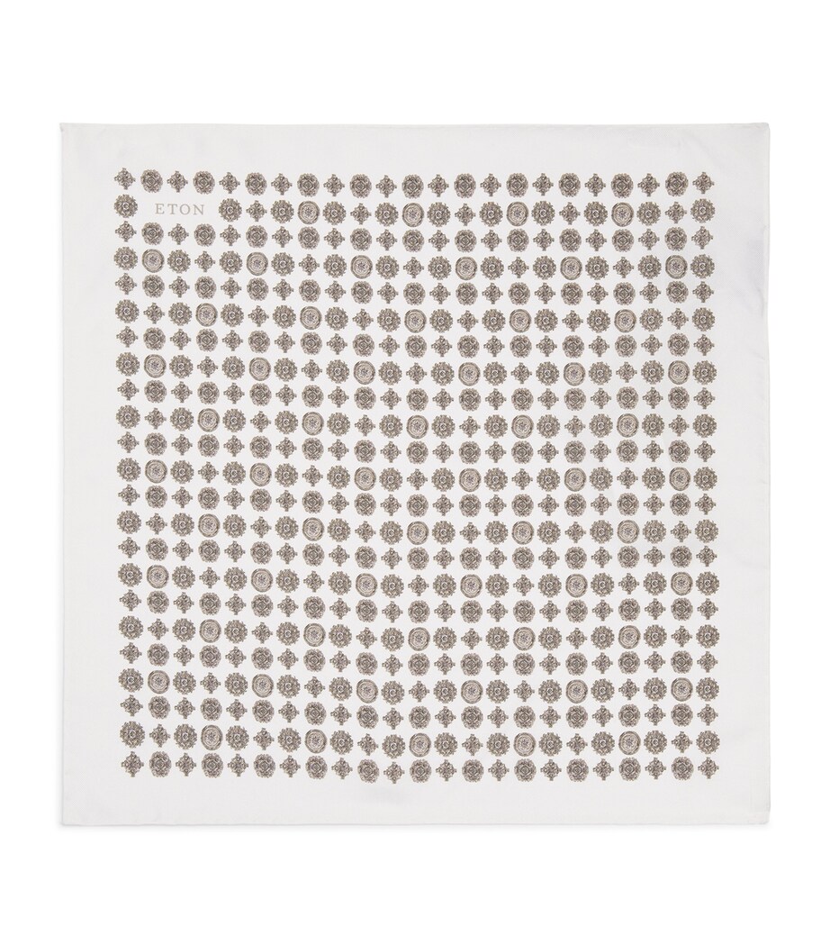 Eton Silk Medallion Pocket Square White Image 1