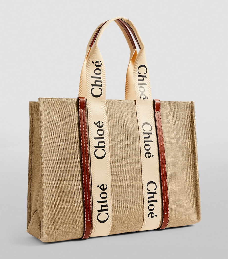 Chloé Large Woody Tote Bag White Brown Image 2