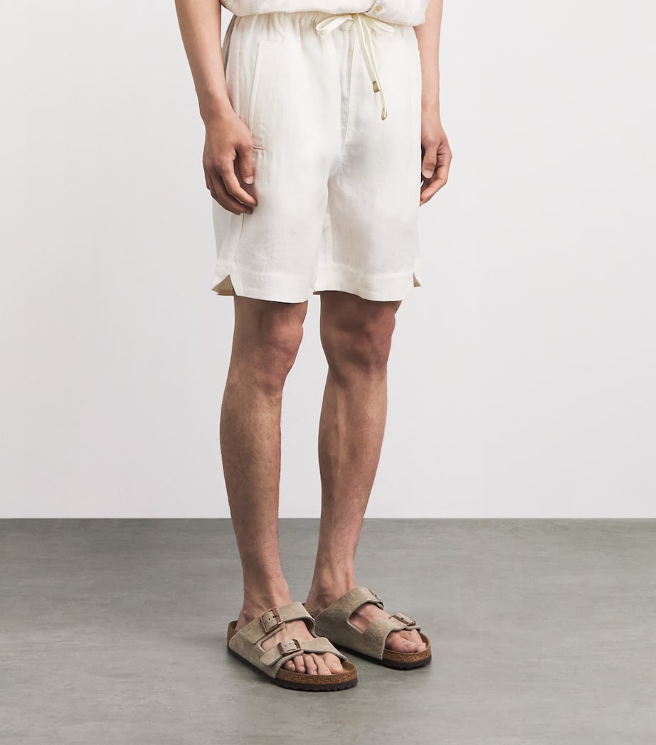 Eleventy Mens Linen Drawstring Bermuda Shorts Bianco Image 4