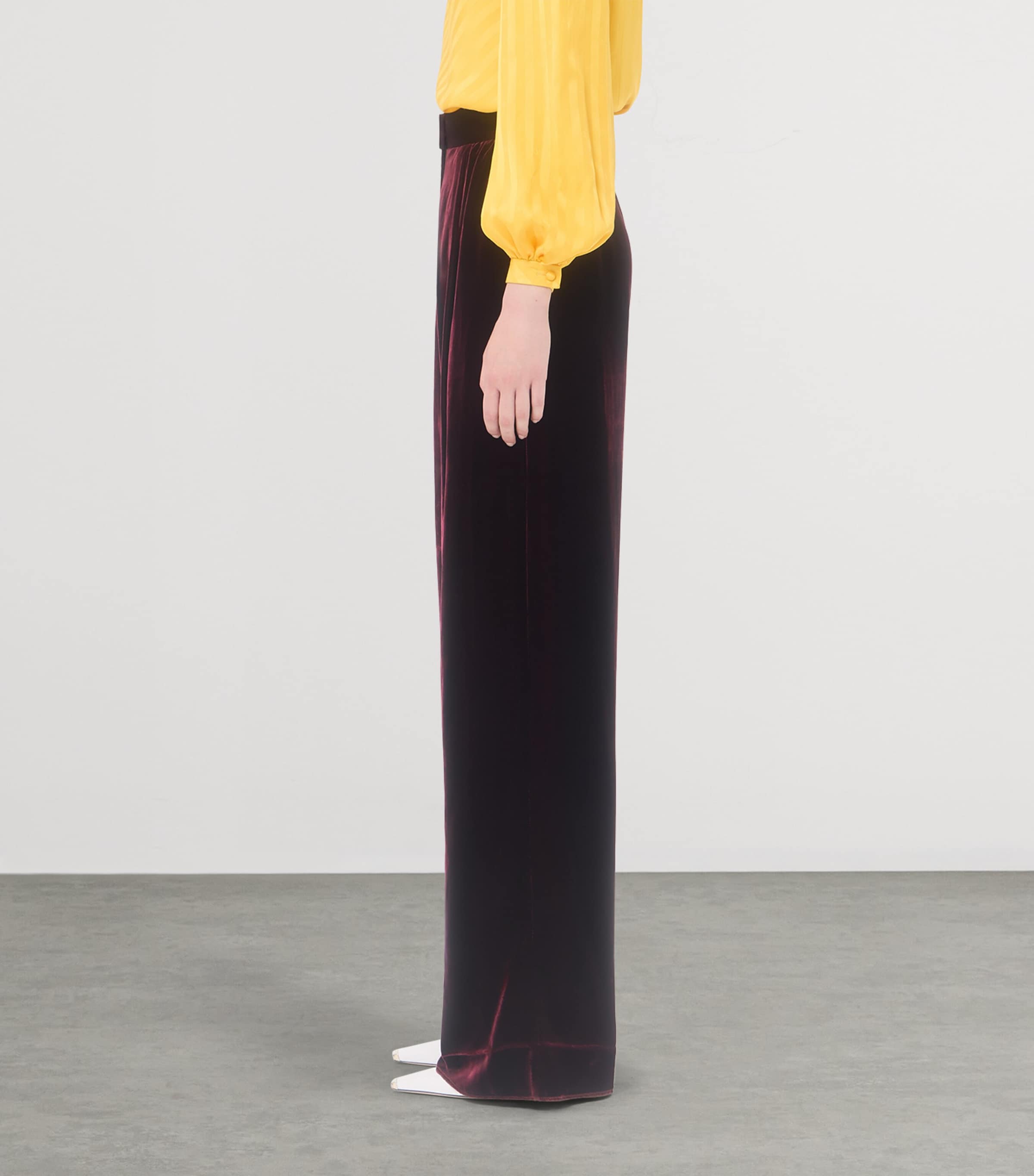Valentino Womens Velvet Wide-Leg Trousers Image 4