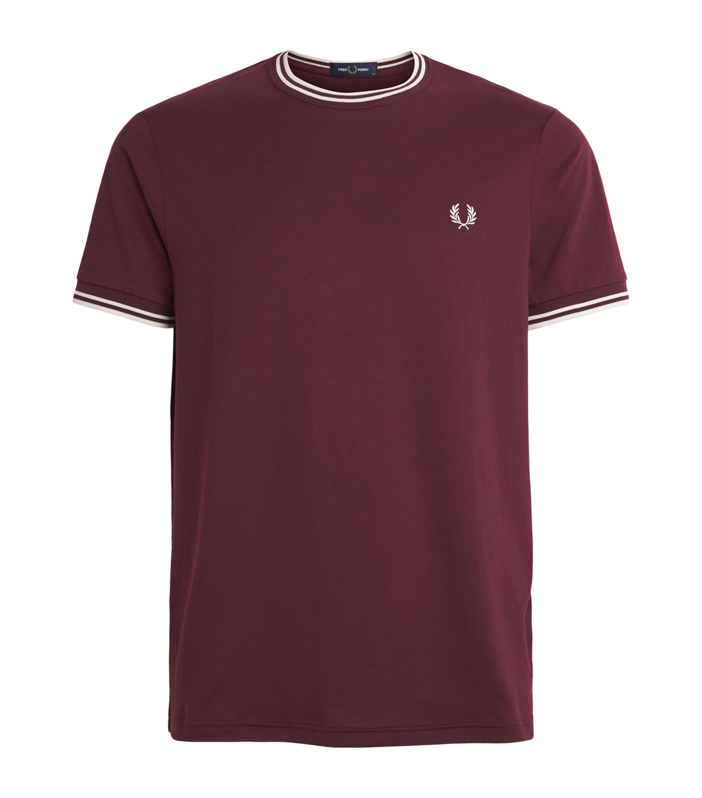 Fred Perry Mens Cotton Twin Tipped T-Shirt Oxblood / Ecru Image 1