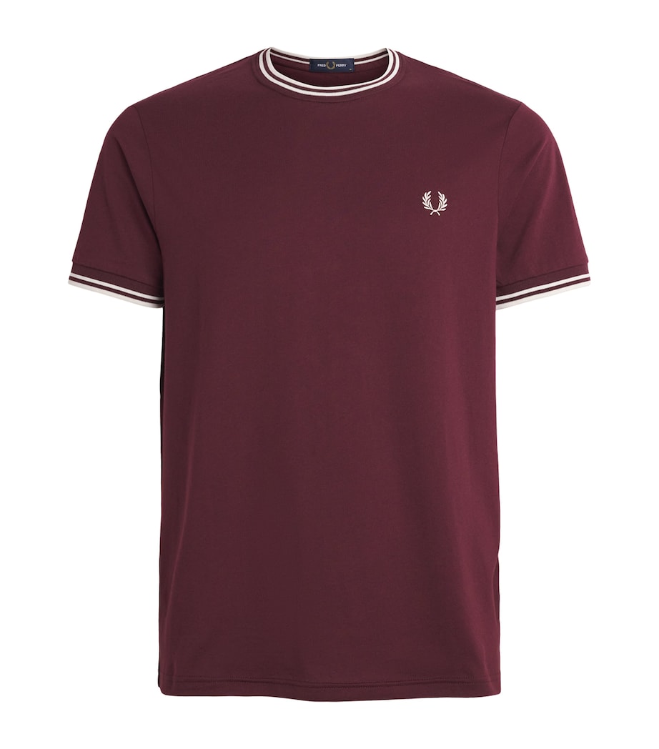 Fred Perry Mens Cotton Twin Tipped T-Shirt Oxblood / Ecru Image 1