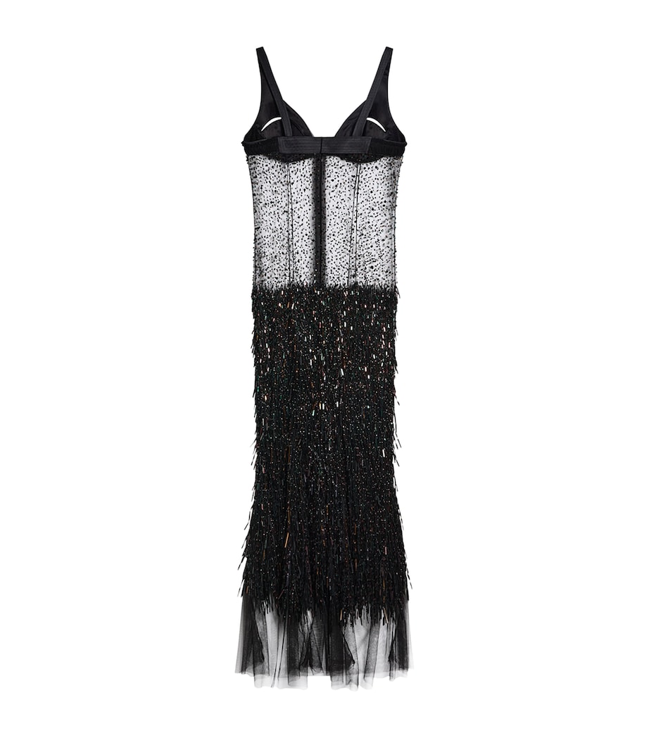 Schiaparelli Womens Sheer Embellished Maxi Dress Black Image 6