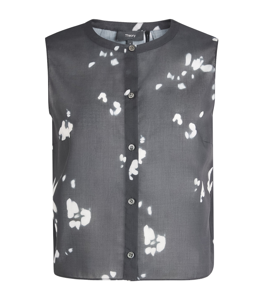 Theory Womens Shell Printed Top Black Multi Image 1