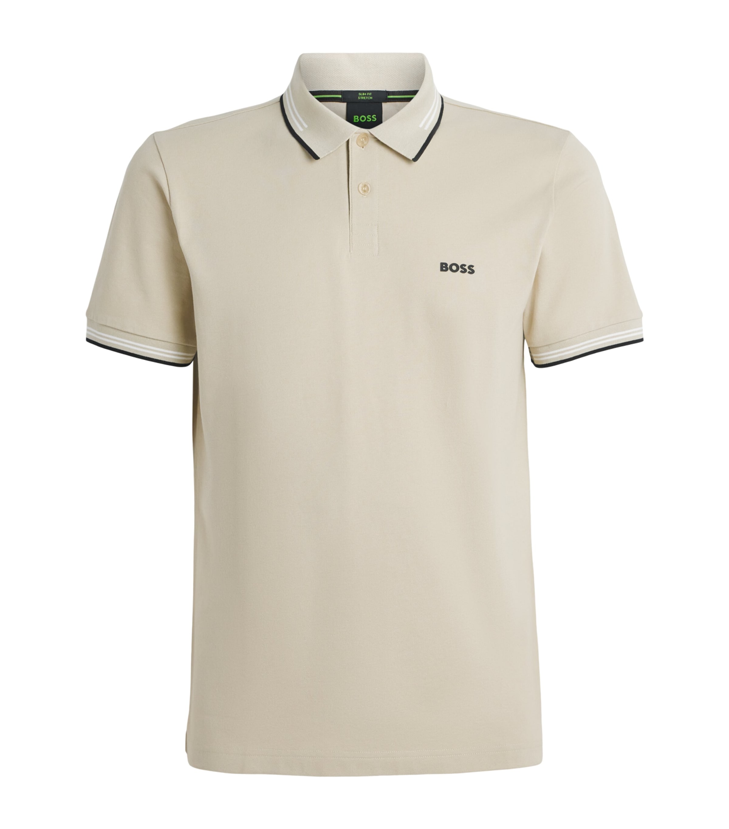 BOSS Mens Stretch-Cotton Logo Polo Shirt Light Image 1