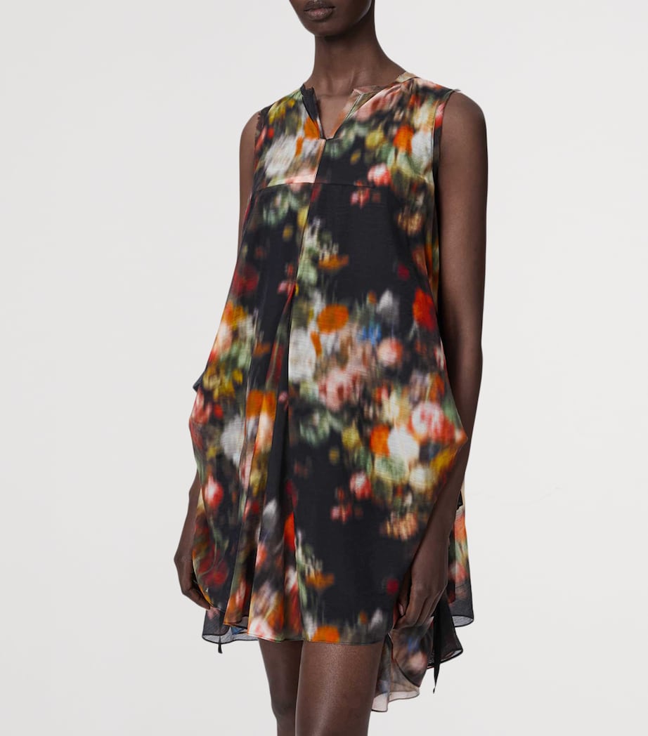 AllSaints Womens Cotton Floral Sybil Mini Dress Hazed Black Image 5
