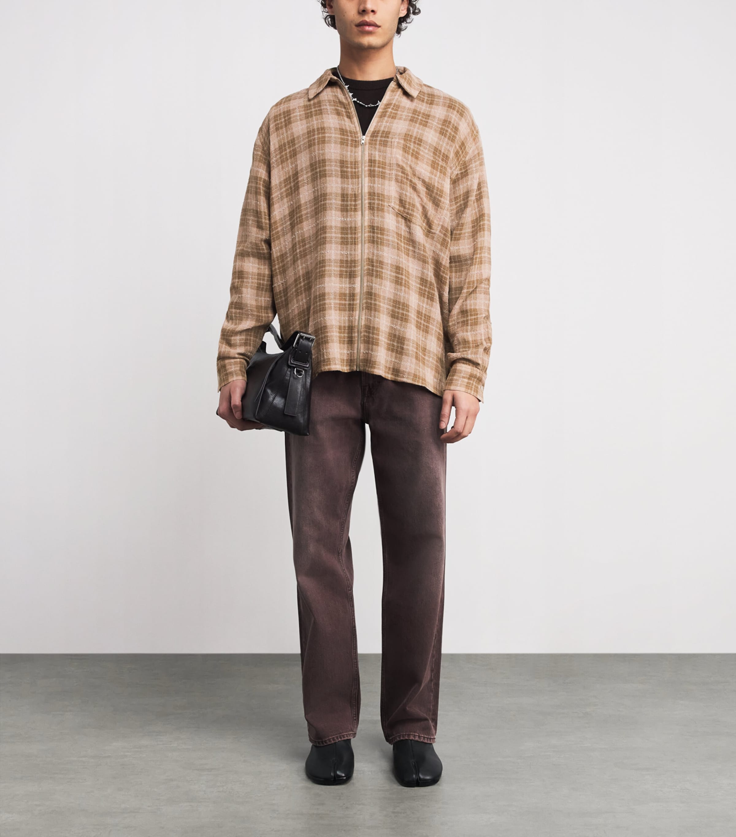 Won Hundred Mens Zip-Up Zayne Shirt Ginger Snap Comb. Image 2