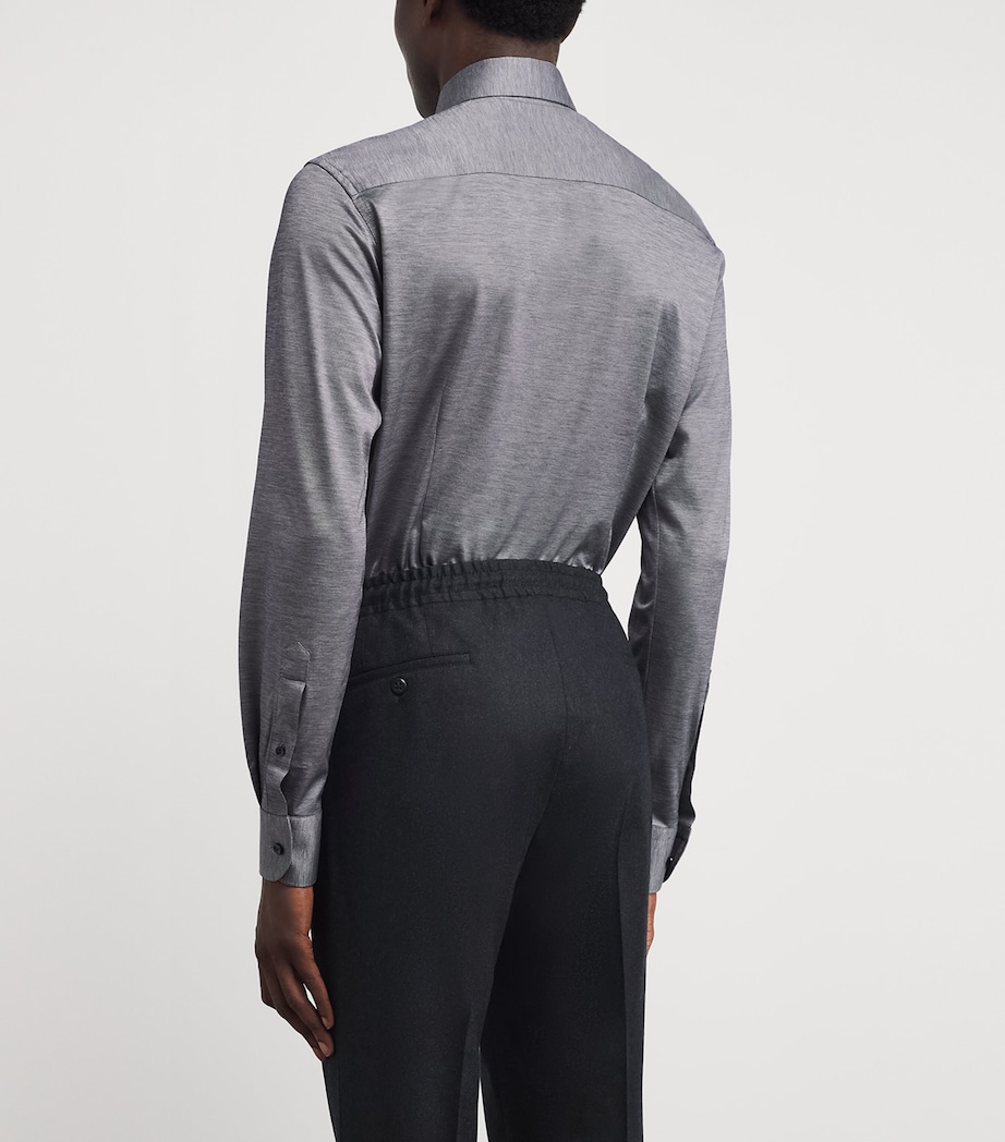 Cotton Filo di Scozia Contemporary Fit Shirt BLACK Image 4