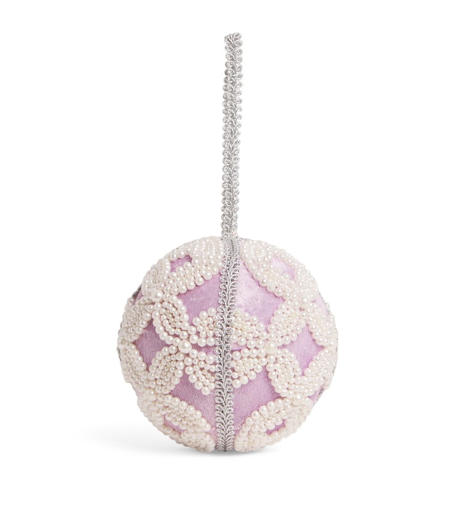 Harrods Velvet Embellished Bauble Purple/white Image 1