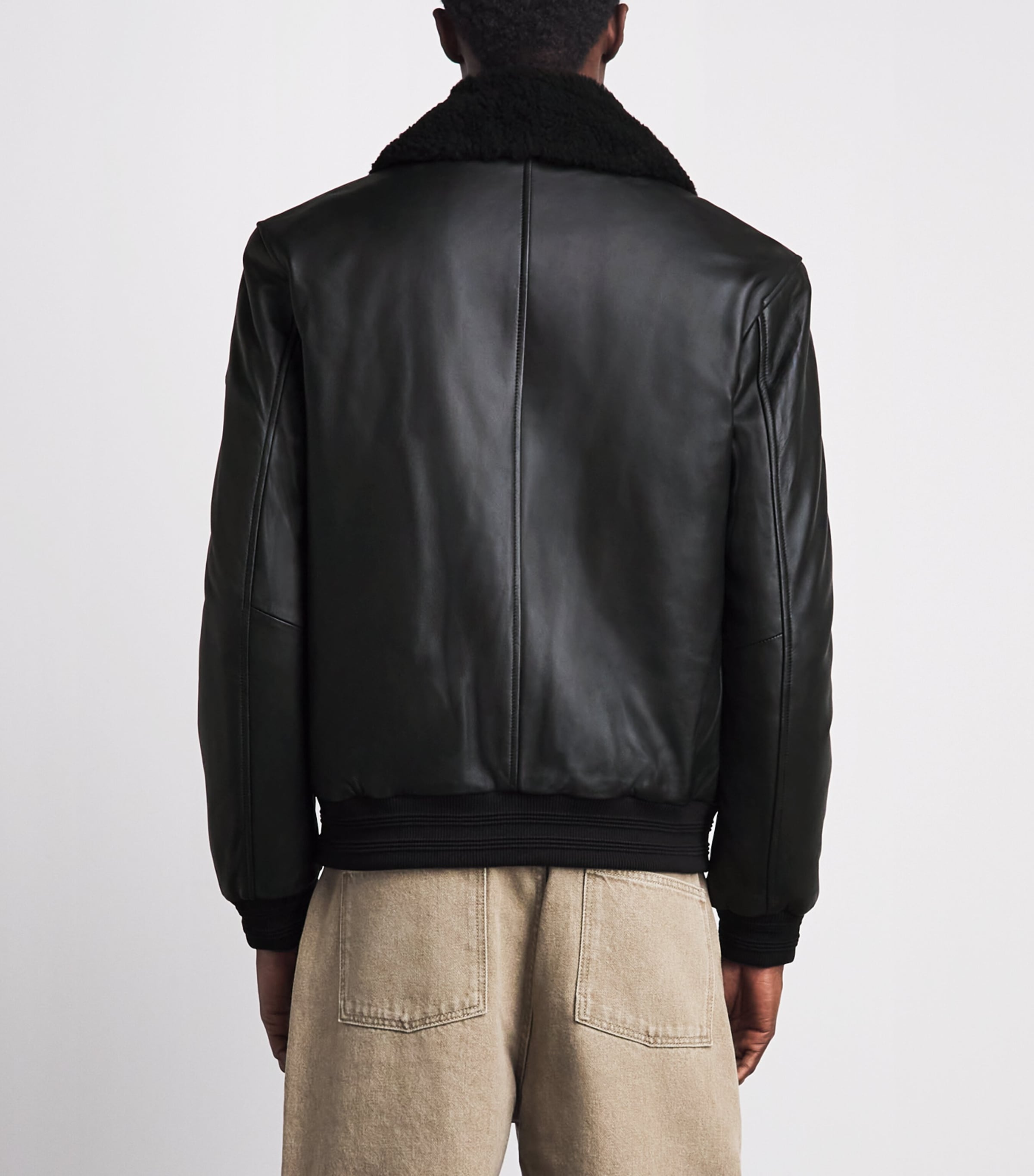 Moose Knuckles Mens Leather Toba Bomber Jacket Black/black Image 4