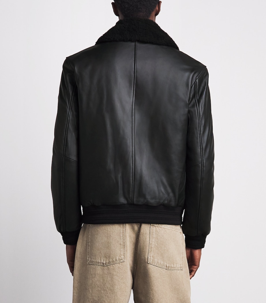 Moose Knuckles Mens Leather Toba Bomber Jacket Black/black Image 4