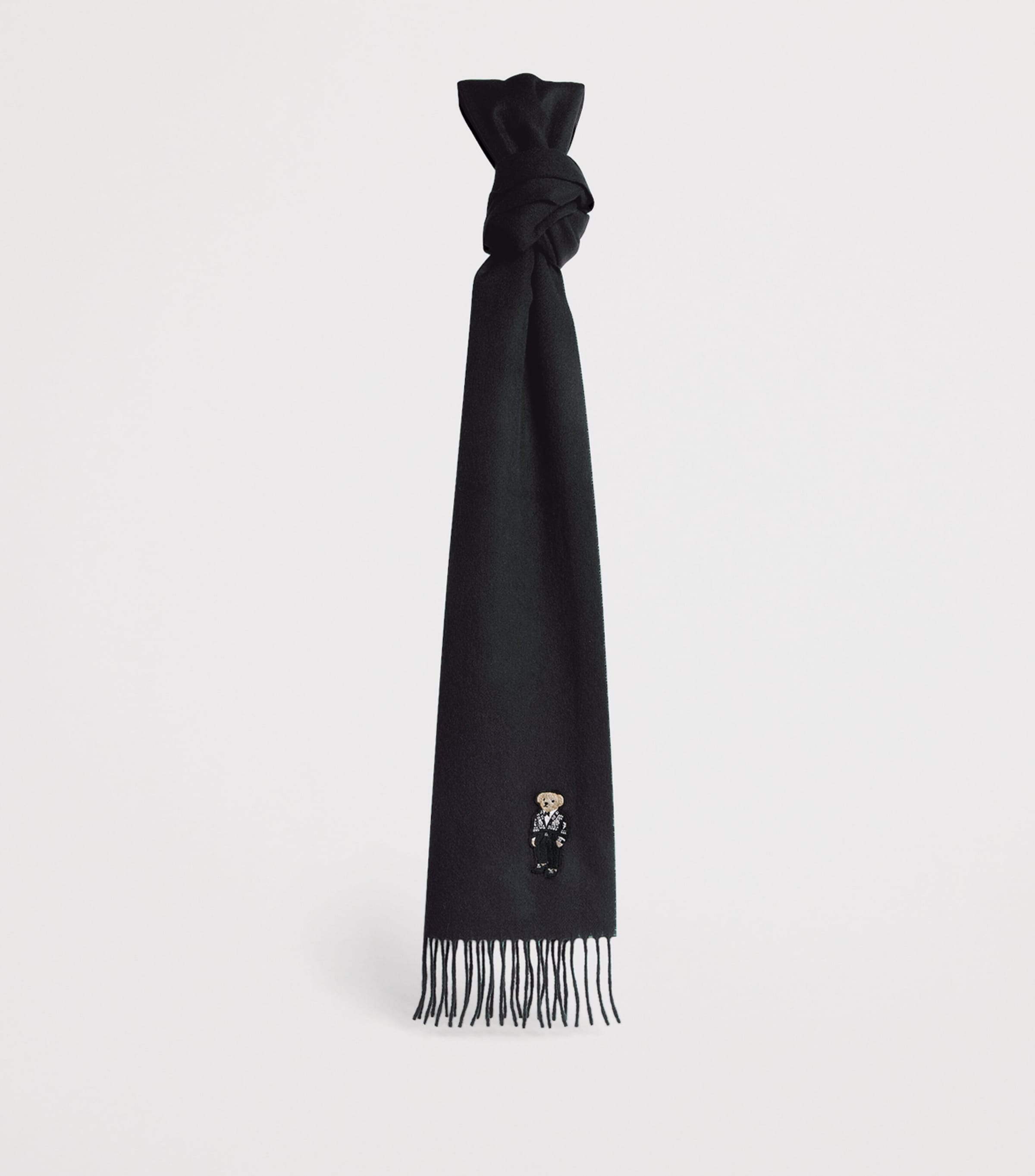 Ralph Lauren Purple Label Mens Cashmere Polo Bear Scarf Black Image 3