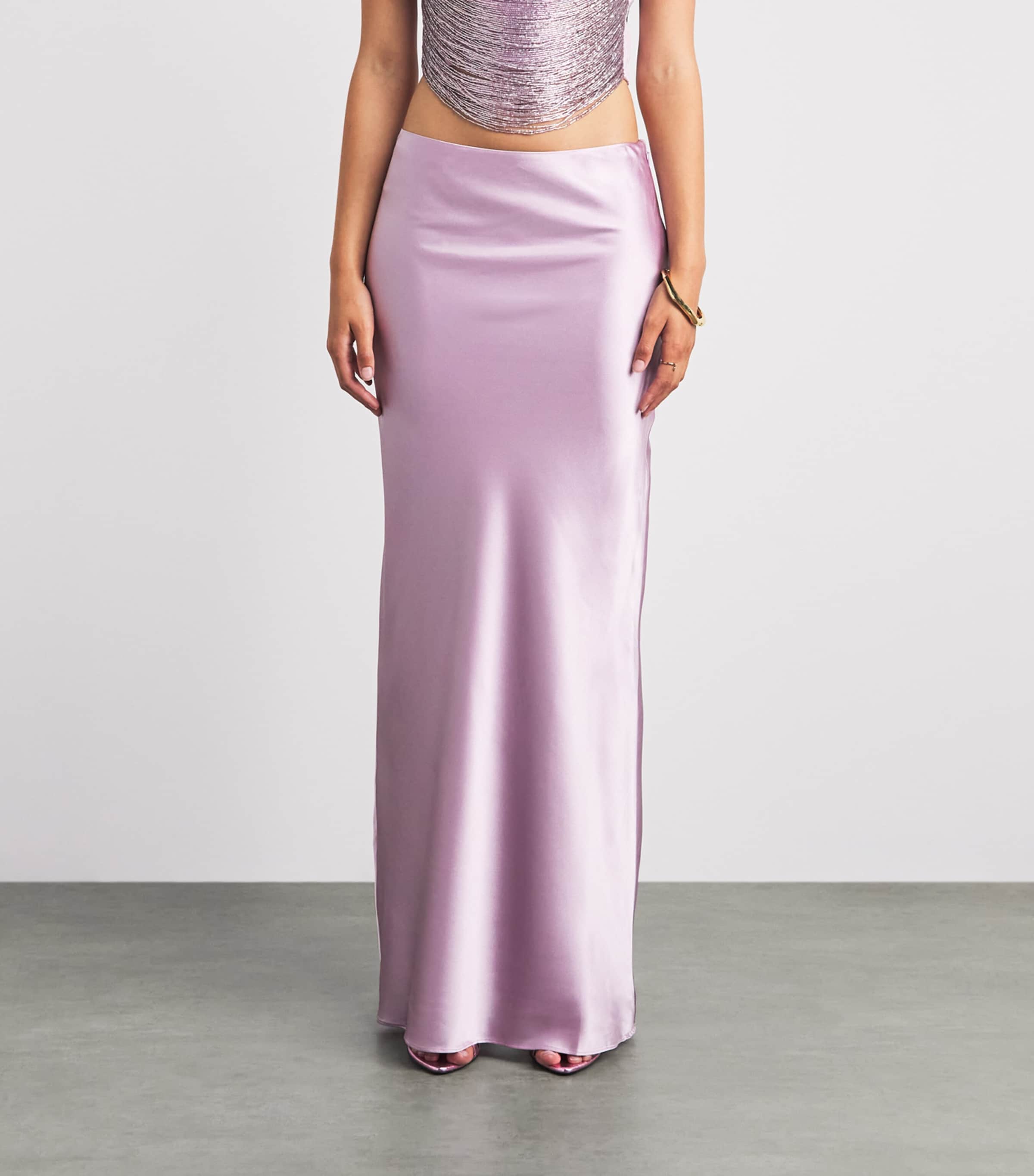 Cult Gaia Womens Silk Chantel Maxi Skirt Sweet Pea Image 4