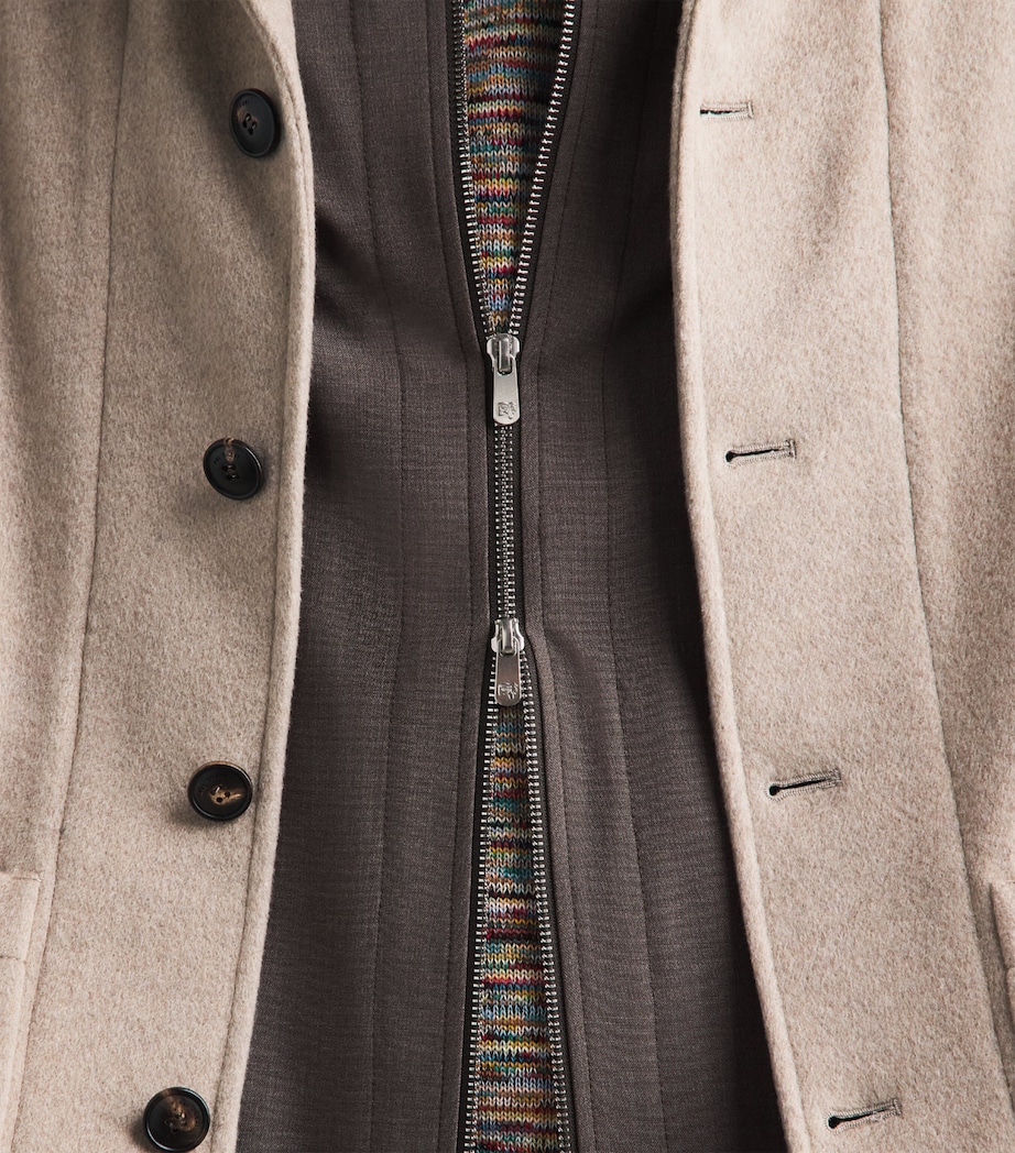 Marco Pescarolo Mens Stretch-Wool Avi Shacket Taupe Image 3