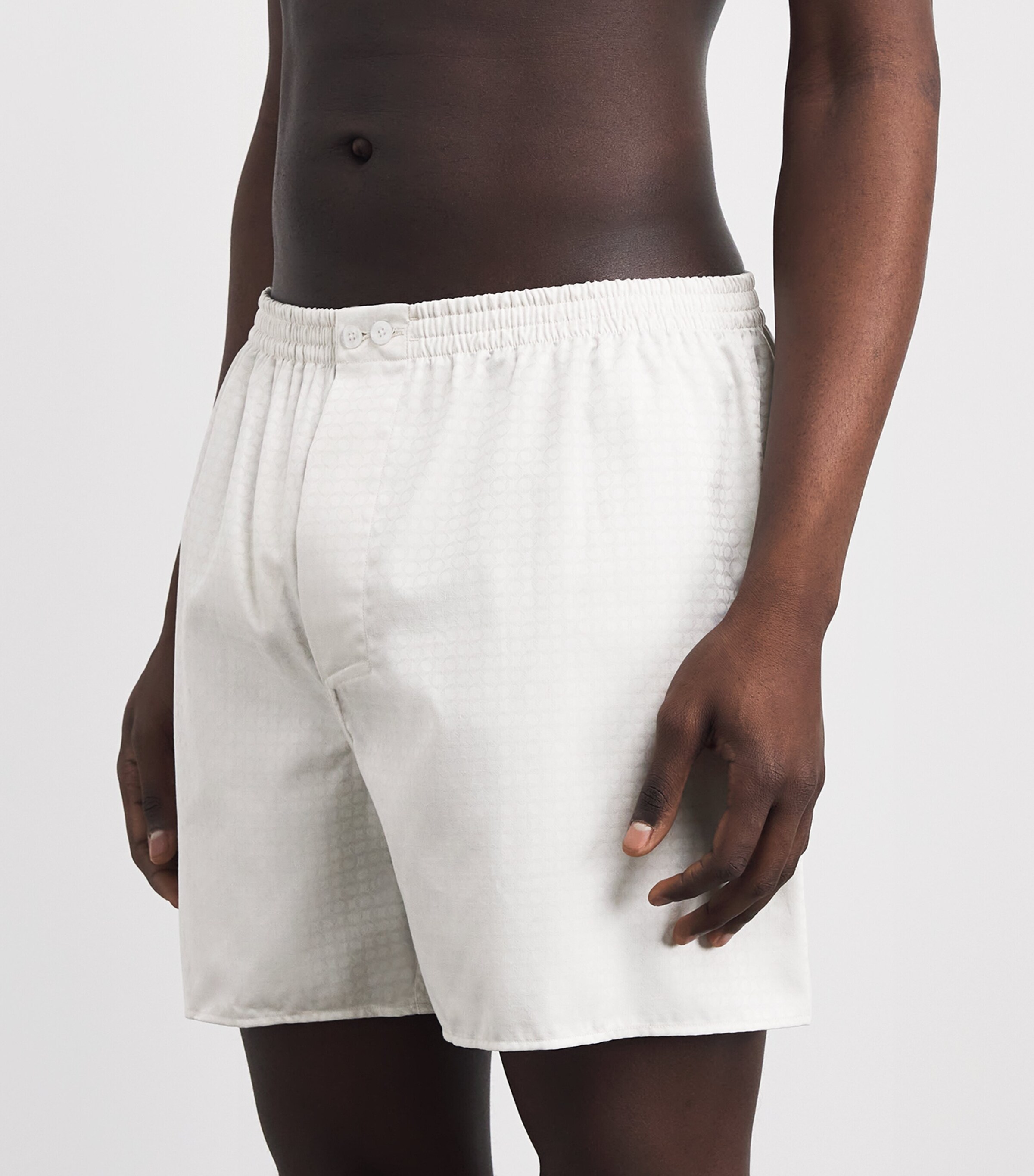 Zimmerli Mens Cotton Luxury Jacquard Boxer Shorts Sphere Beige Image 2
