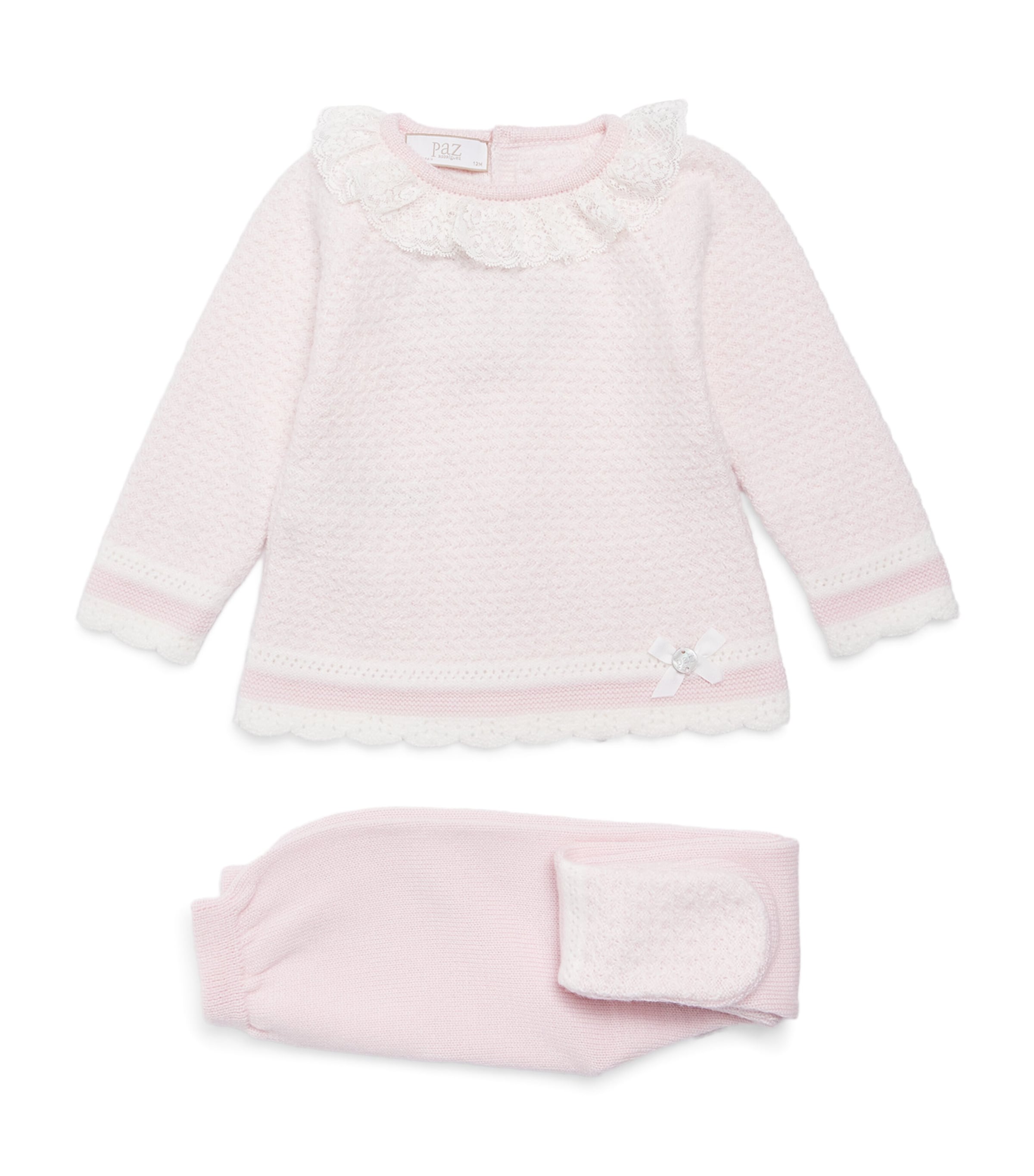 Paz Rodriguez Cotton Sweater and Leggings Set (3-12 Months) Light Pink/cream Image 1