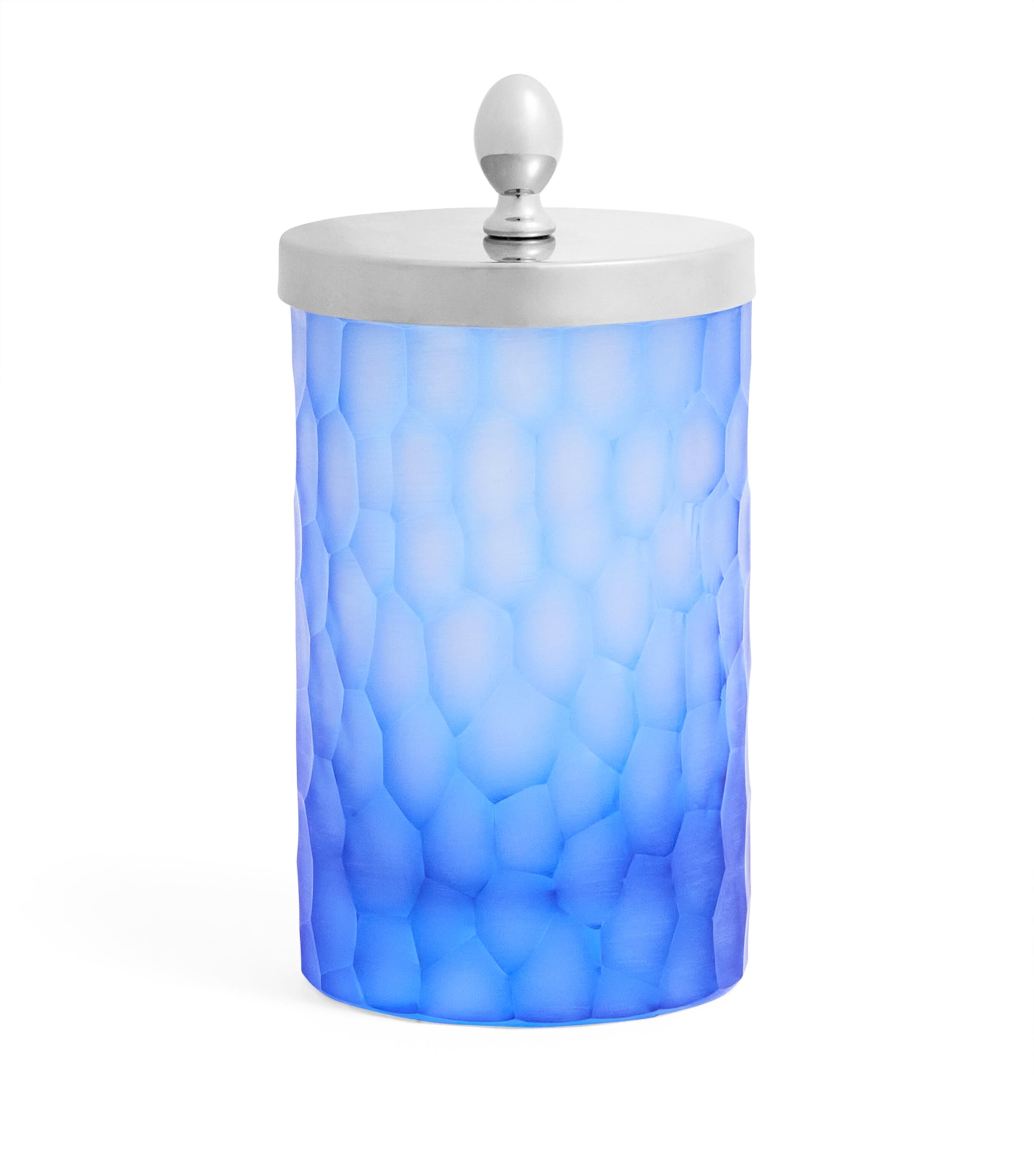 Crystal Ocean Honeycomb Cotton Wool Jar BLUE/CHROME Image 1